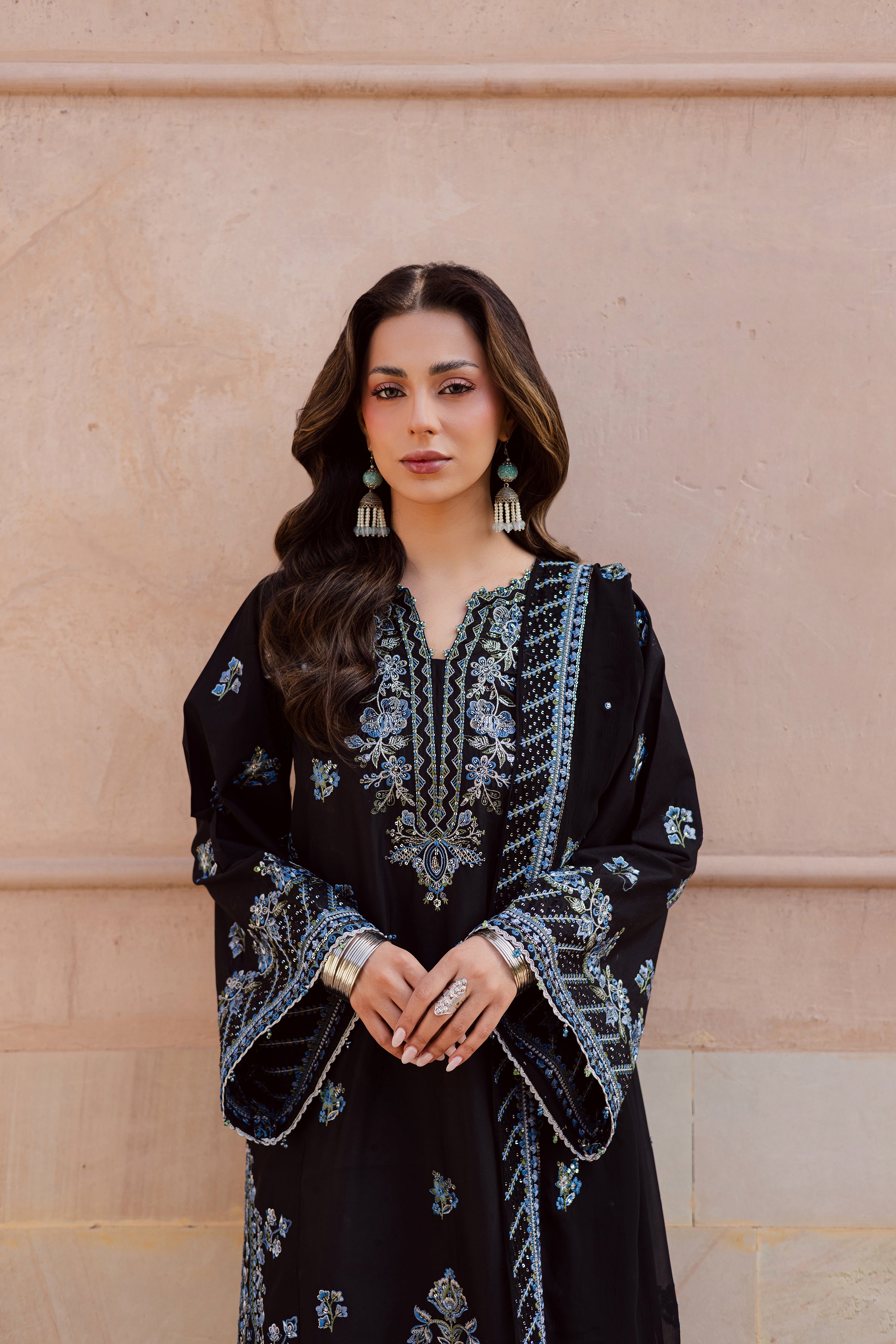 Black Iris 3Pc - Festive Embroidered Lawn BATIKEID2026 BATIK XS / Black / Pima Lawn-S / Black / Pima Lawn-M / Black / Pima Lawn-L / Black / Pima Lawn-XL / Black / Pima Lawn