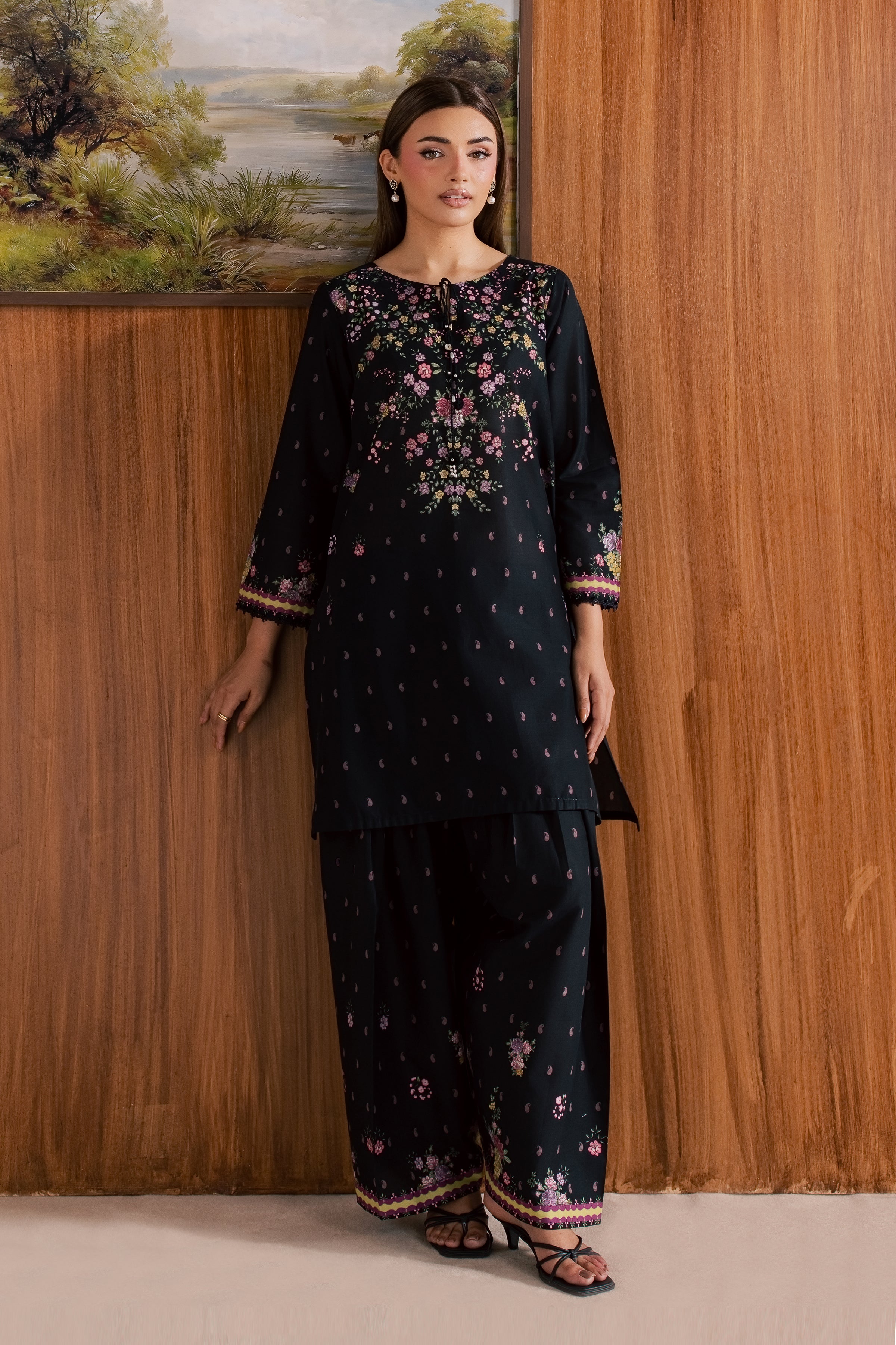 Black Marcella 2Pc - Printed Lawn Dress BATIKSS26 BATIK XS / Black / Lawn-S / Black / Lawn-M / Black / Lawn-L / Black / Lawn-XL / Black / Lawn