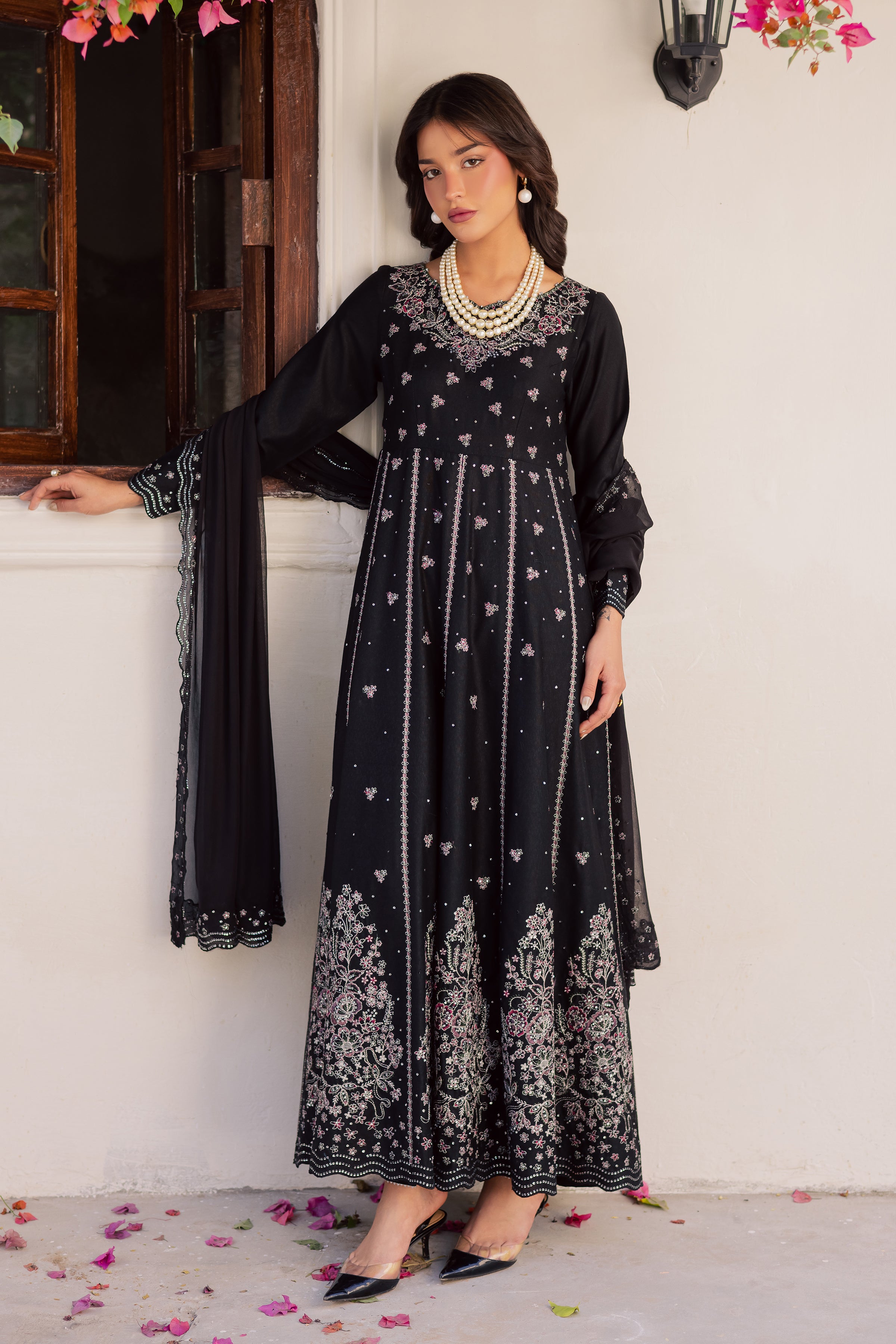 Black Mastani 3Pc - Embroidered Karandi Dress BATIK WINTER PRET 2025 BATIK XS / Black / Karandi-S / Black / Karandi-M / Black / Karandi-L / Black / Karandi-XL / Black / Karandi