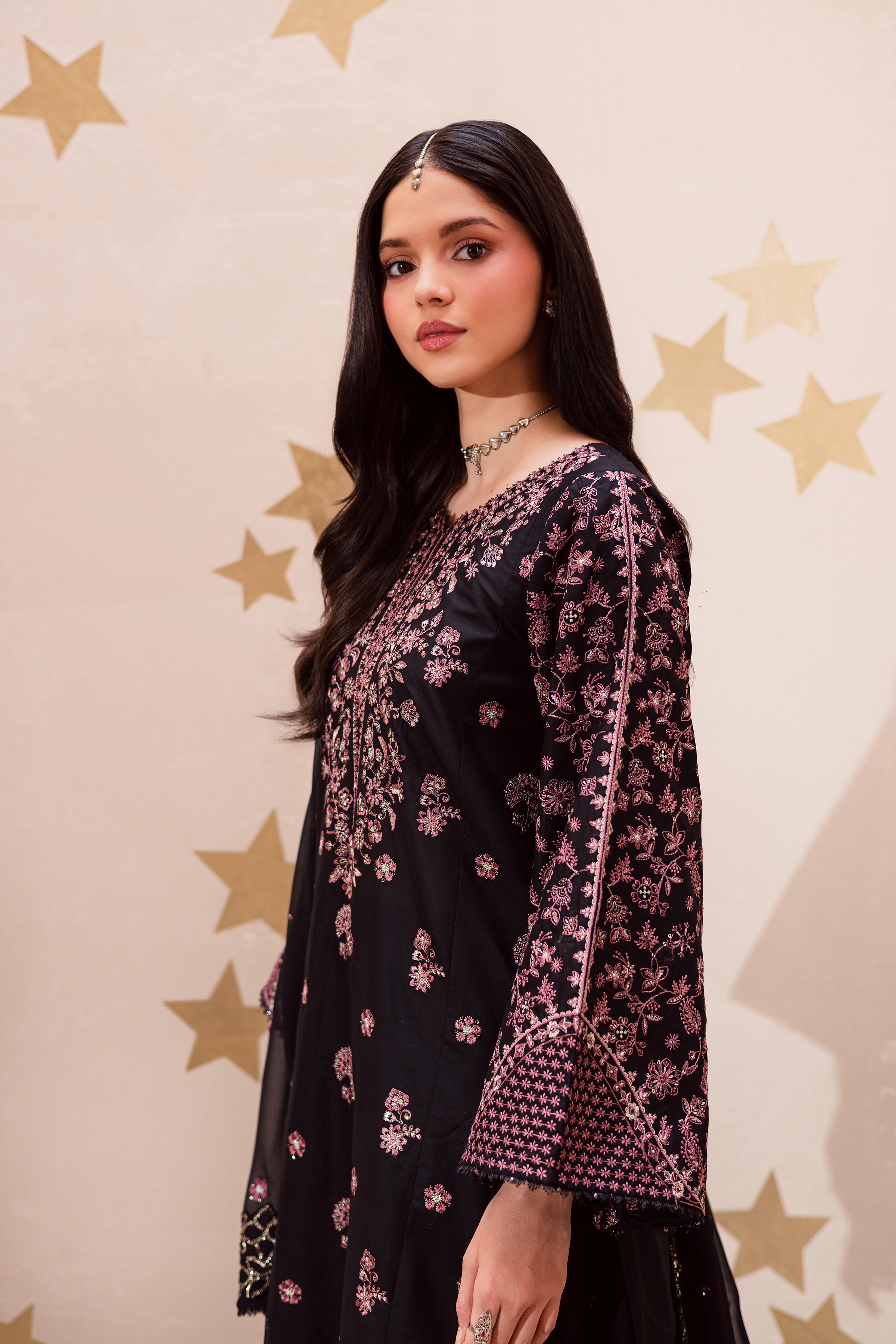 Black Sakura 3Pc - Festive Embroidered Lawn BATIKEID2026 BATIK XS / Black / Pima Lawn-S / Black / Pima Lawn-M / Black / Pima Lawn-L / Black / Pima Lawn-XL / Black / Pima Lawn