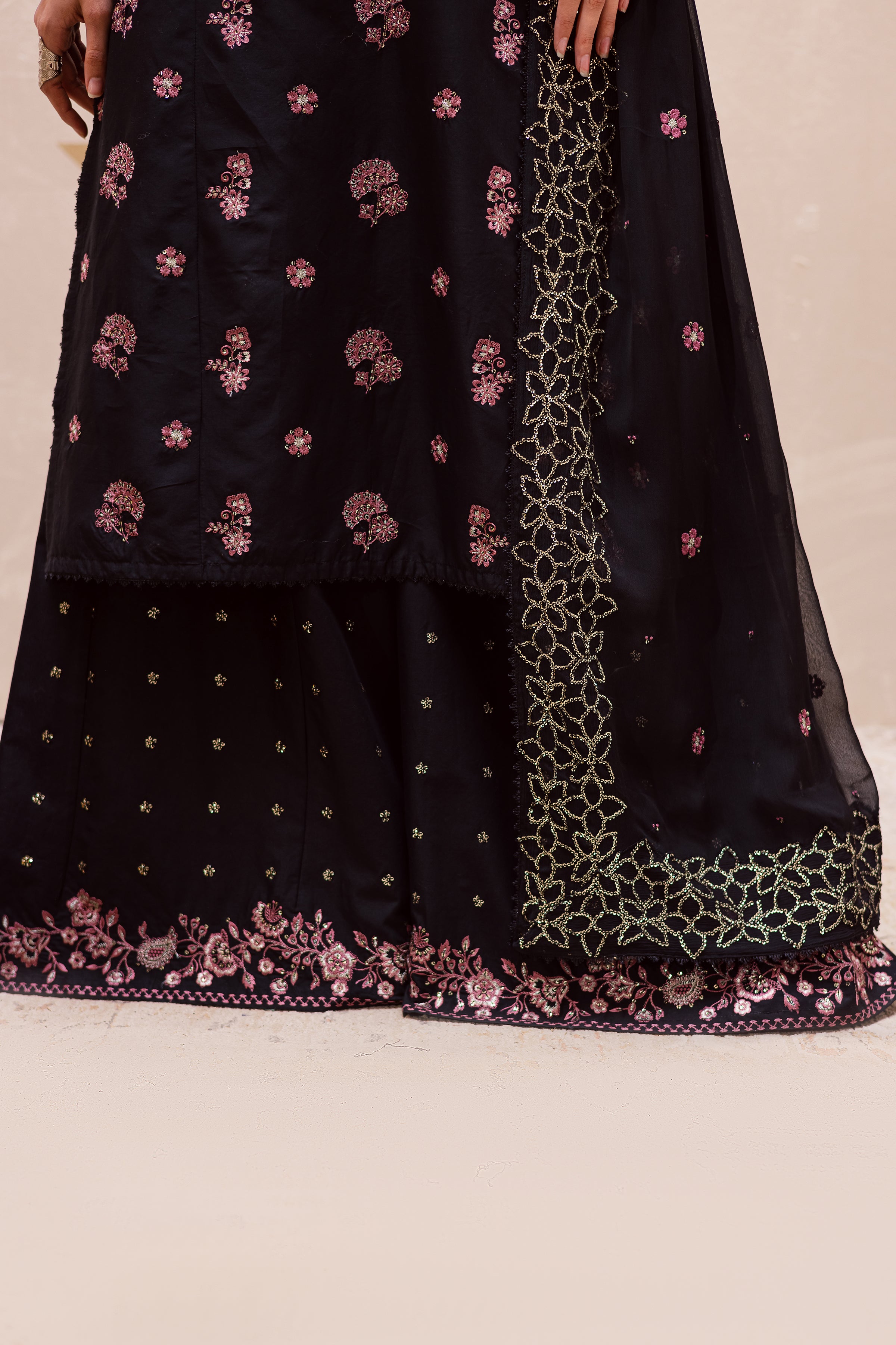 Black Sakura 3Pc - Festive Embroidered Lawn BATIKEID2026 BATIK XS / Black / Pima Lawn-S / Black / Pima Lawn-M / Black / Pima Lawn-L / Black / Pima Lawn-XL / Black / Pima Lawn