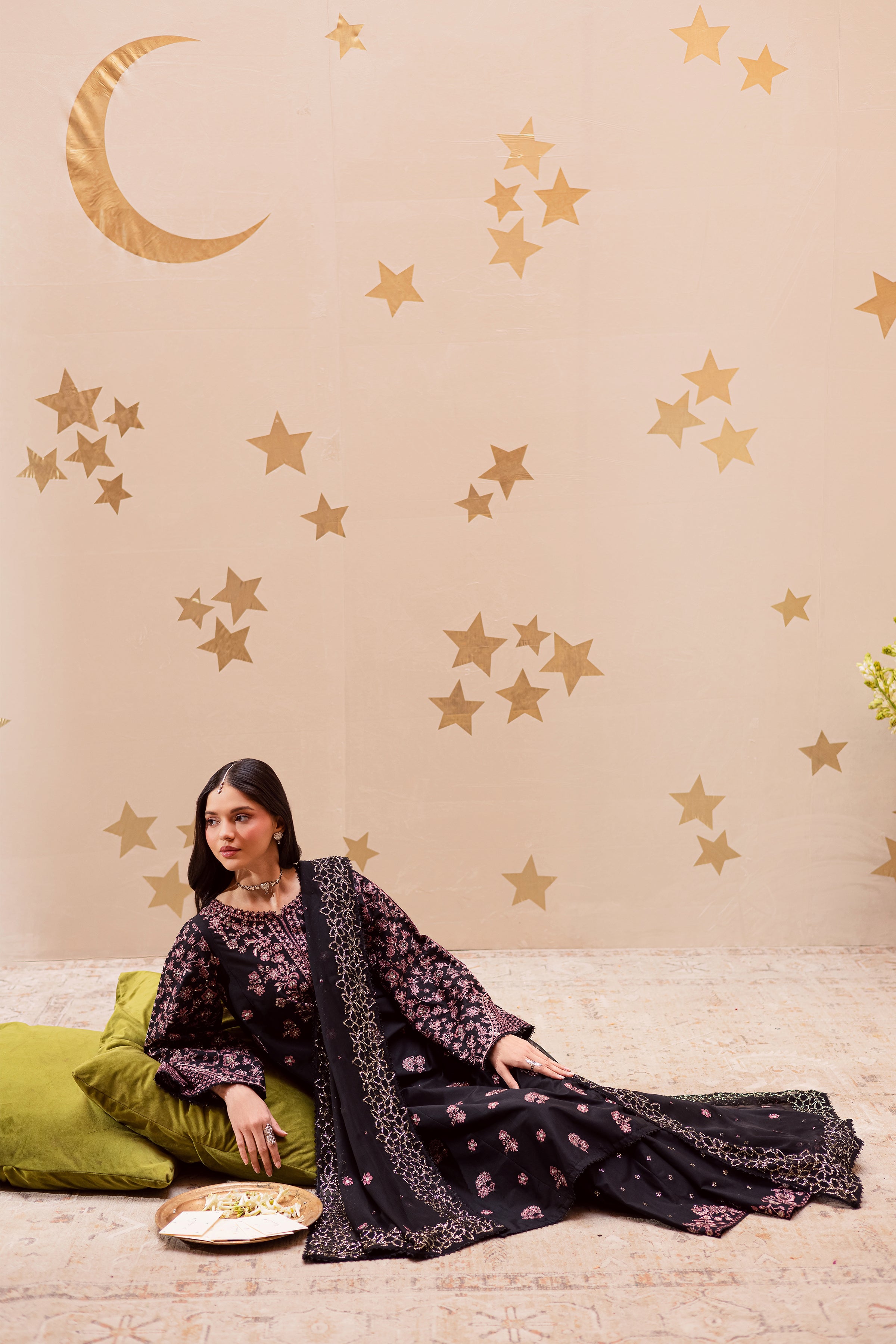 Black Sakura 3Pc - Festive Embroidered Lawn BATIKEID2026 BATIK XS / Black / Pima Lawn-S / Black / Pima Lawn-M / Black / Pima Lawn-L / Black / Pima Lawn-XL / Black / Pima Lawn
