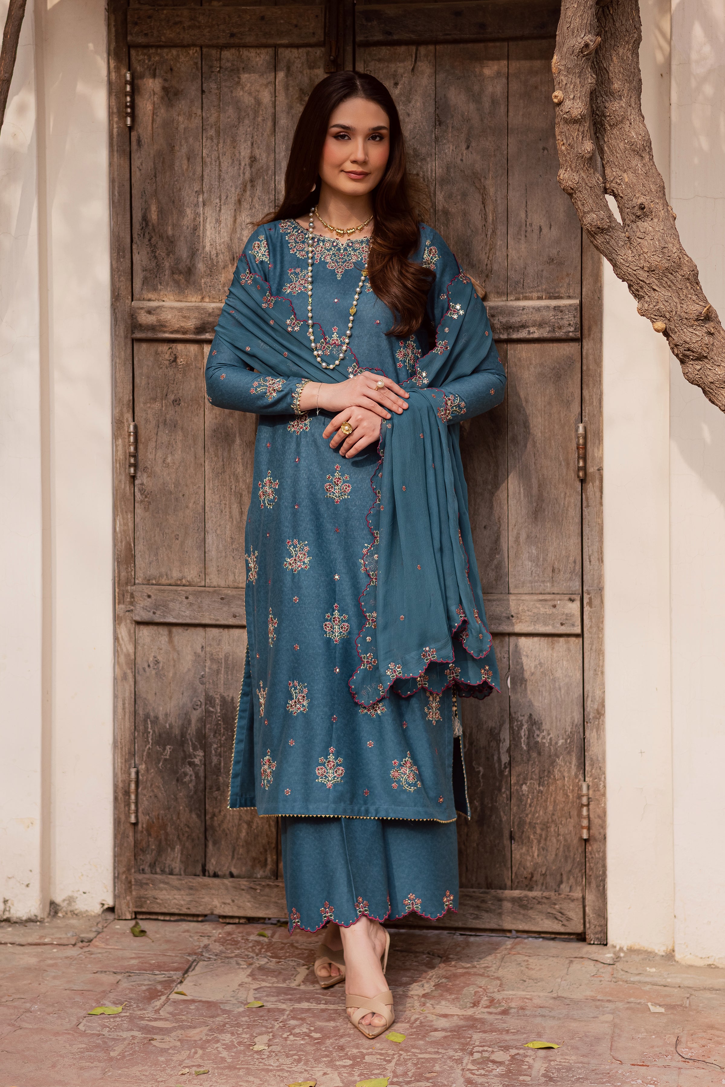 Blue Bells 3Pc - Embroidered Festive Pret BATIK WINTER PRET 2025 BATIK XS / Whale Blue / Textured Cotton-S / Whale Blue / Textured Cotton-M / Whale Blue / Textured Cotton-L / Whale Blue / Textured Cotton-XL / Whale Blue / Textured Cotton