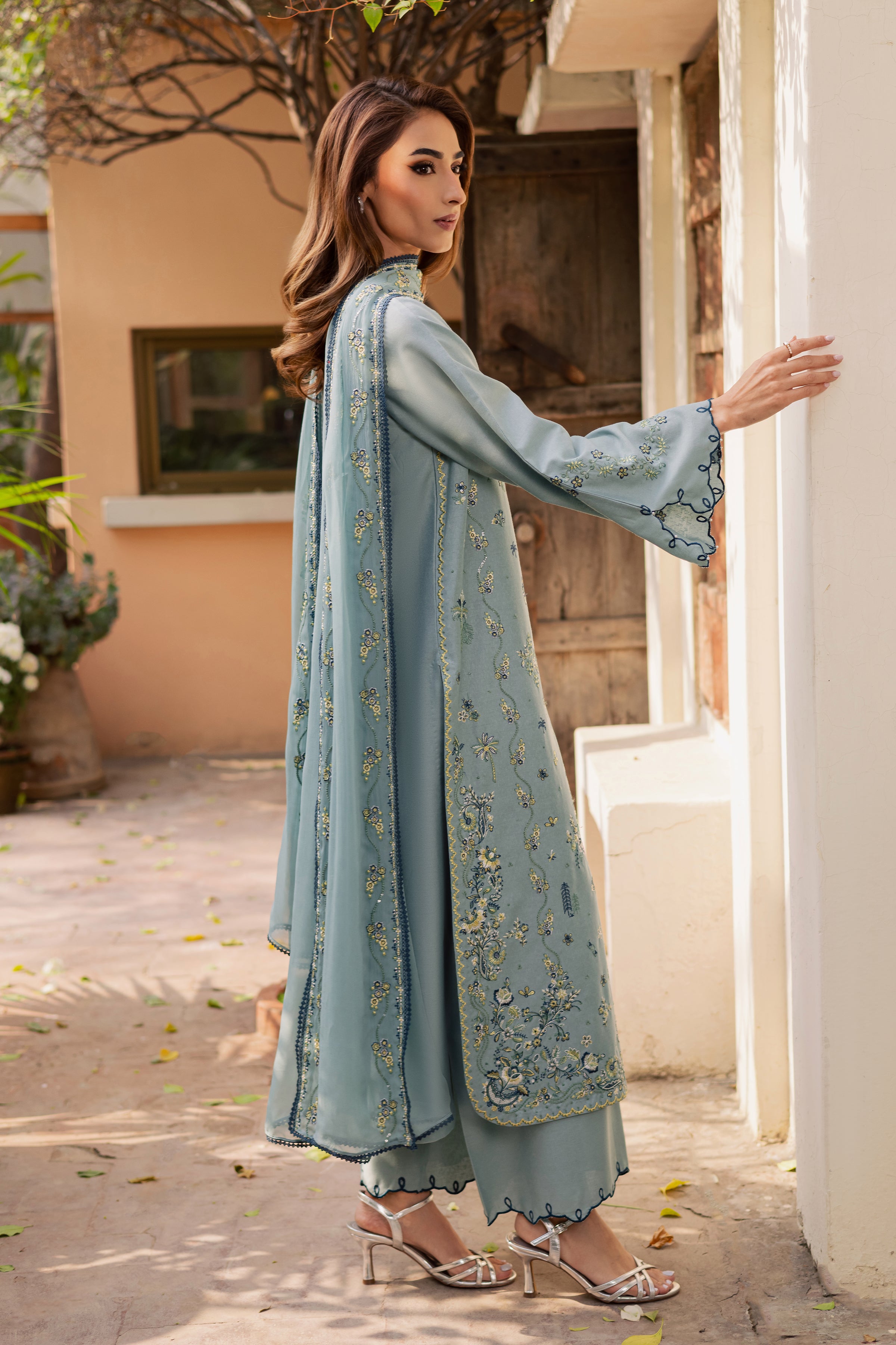 Blue Ice 3Pc - Embroidered Festive Pret BATIK WINTER PRET 2025 BATIK XS / Blue Ice / Textured Cotton-S / Blue Ice / Textured Cotton-M / Blue Ice / Textured Cotton-L / Blue Ice / Textured Cotton-XL / Blue Ice / Textured Cotton