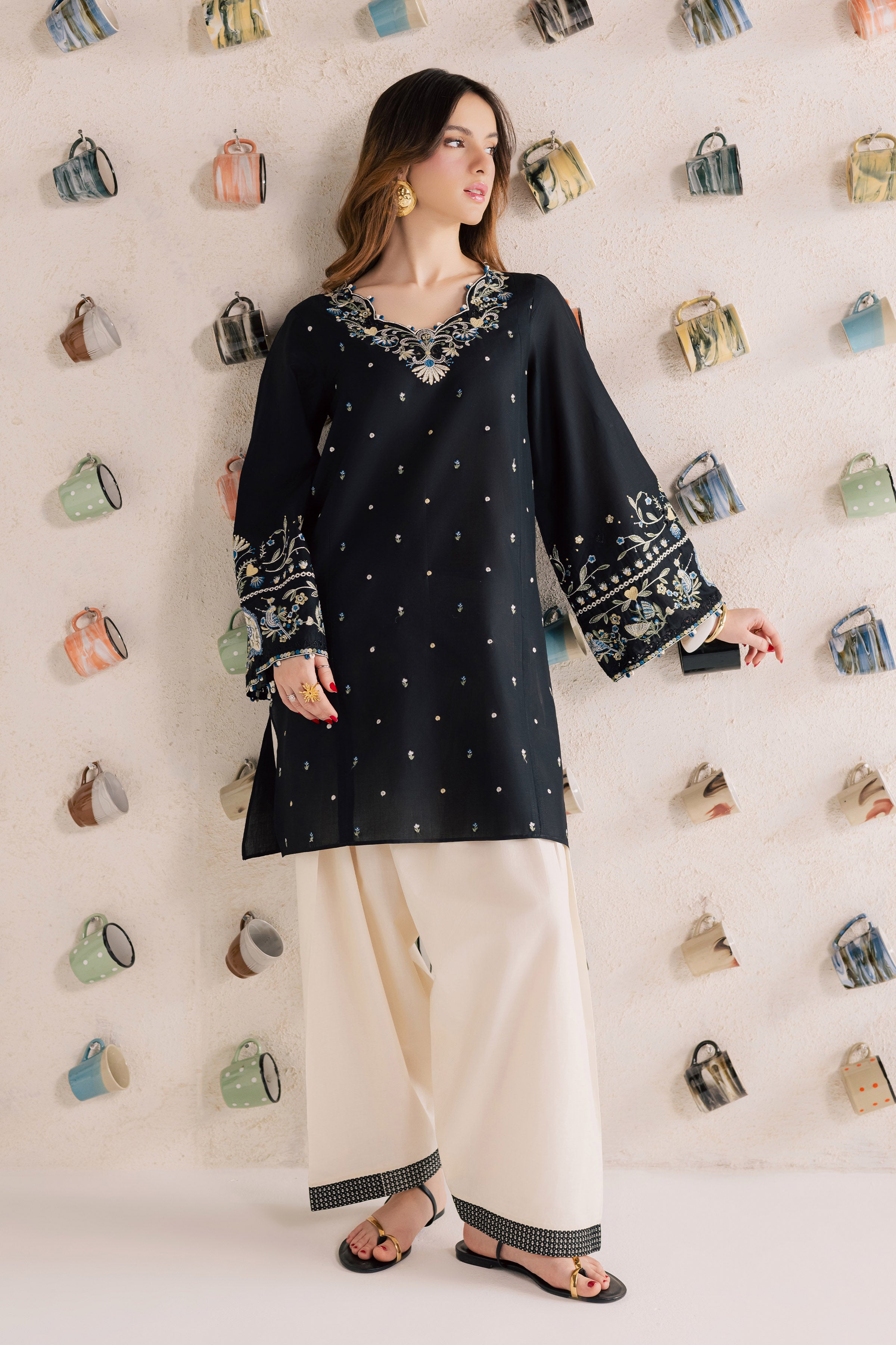 Blue Jay 2Pc - Embroidered Lawn Dress EverydayEdit26 BATIK XS / Black / Pima Lawn-S / Black / Pima Lawn-M / Black / Pima Lawn-L / Black / Pima Lawn-XL / Black / Pima Lawn