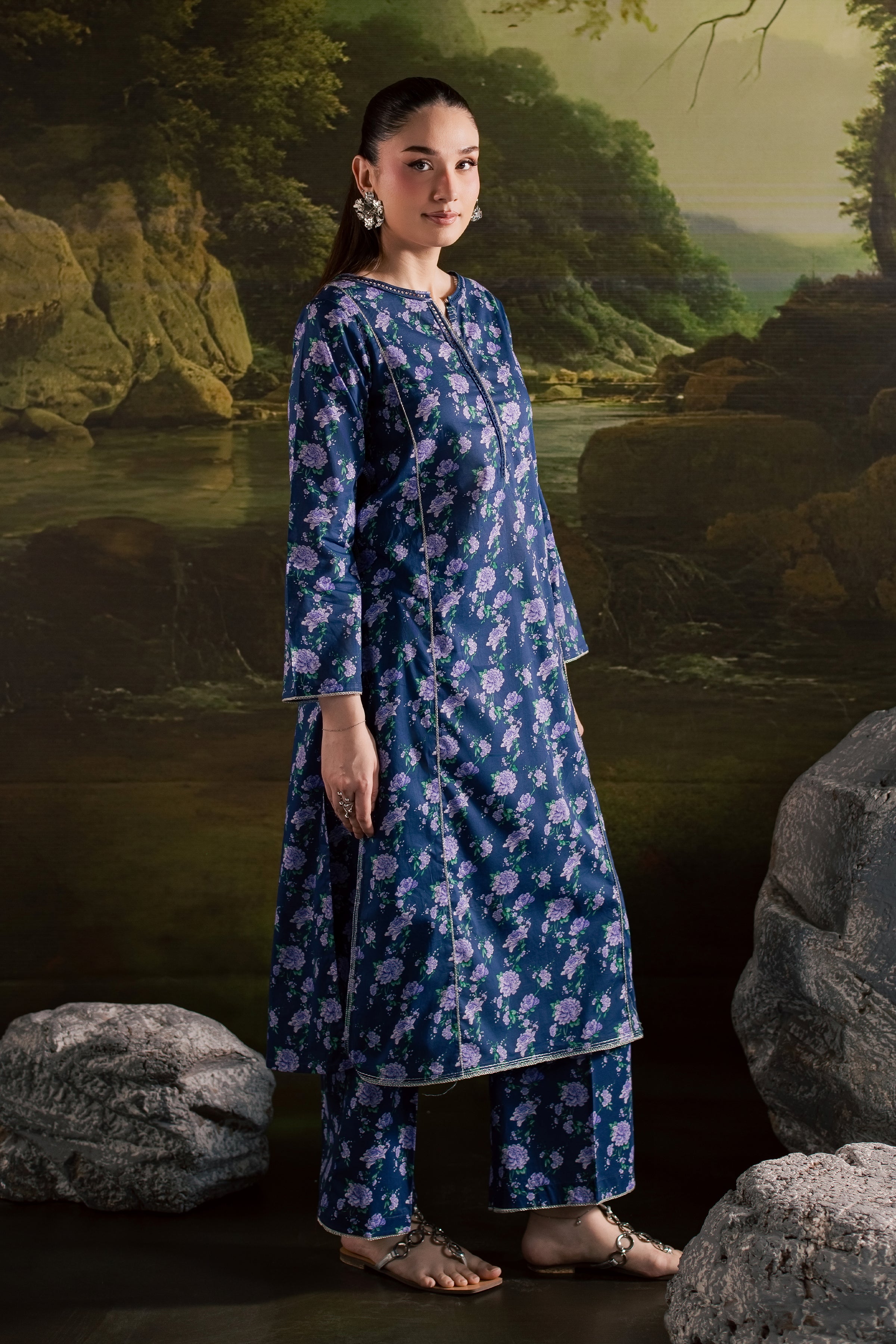 Blue Leah 2Pc - Printed Lawn Dress BATIKSS26 BATIK XS / Blue / Lawn-S / Blue / Lawn-M / Blue / Lawn-L / Blue / Lawn-XL / Blue / Lawn