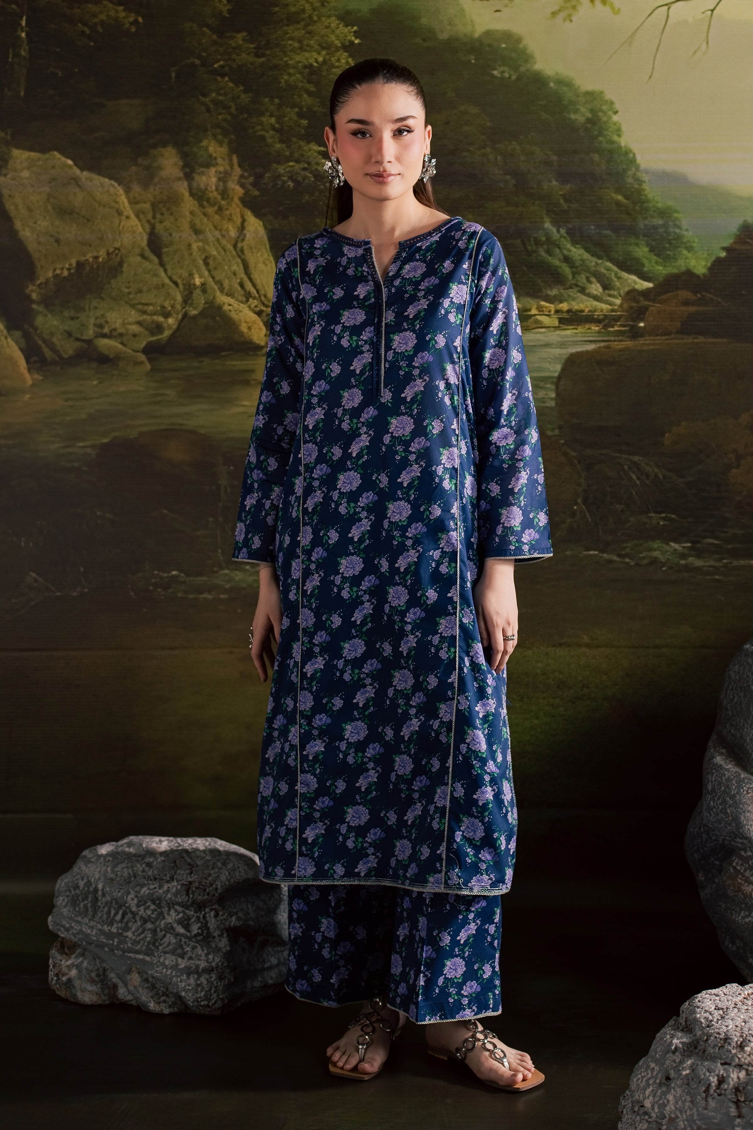 Blue Leah 2Pc - Printed Lawn Dress BATIKSS26 BATIK XS / Blue / Lawn-S / Blue / Lawn-M / Blue / Lawn-L / Blue / Lawn-XL / Blue / Lawn