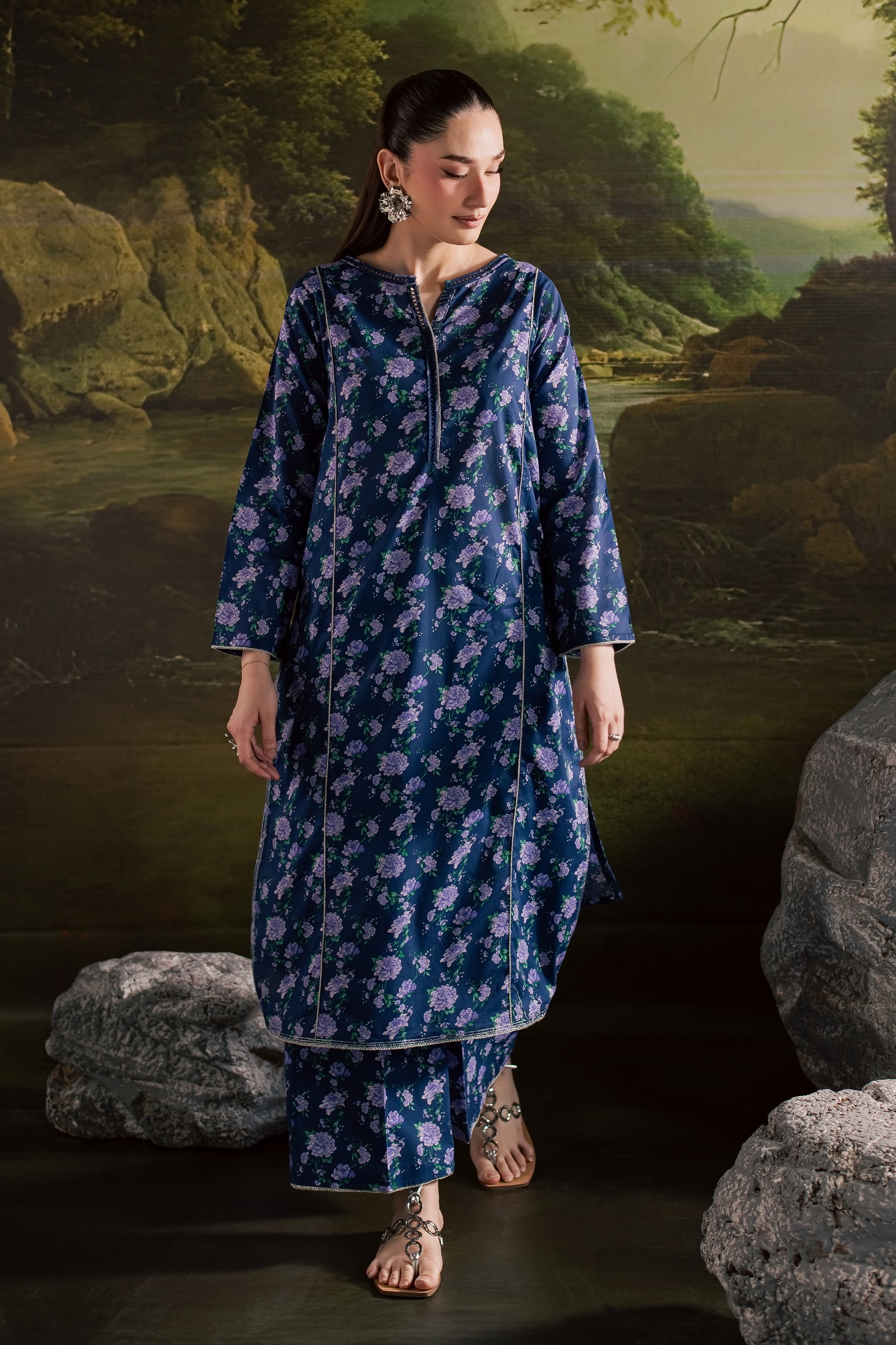 Blue Leah 2Pc - Printed Lawn Dress BATIKSS26 BATIK XS / Blue / Lawn-S / Blue / Lawn-M / Blue / Lawn-L / Blue / Lawn-XL / Blue / Lawn