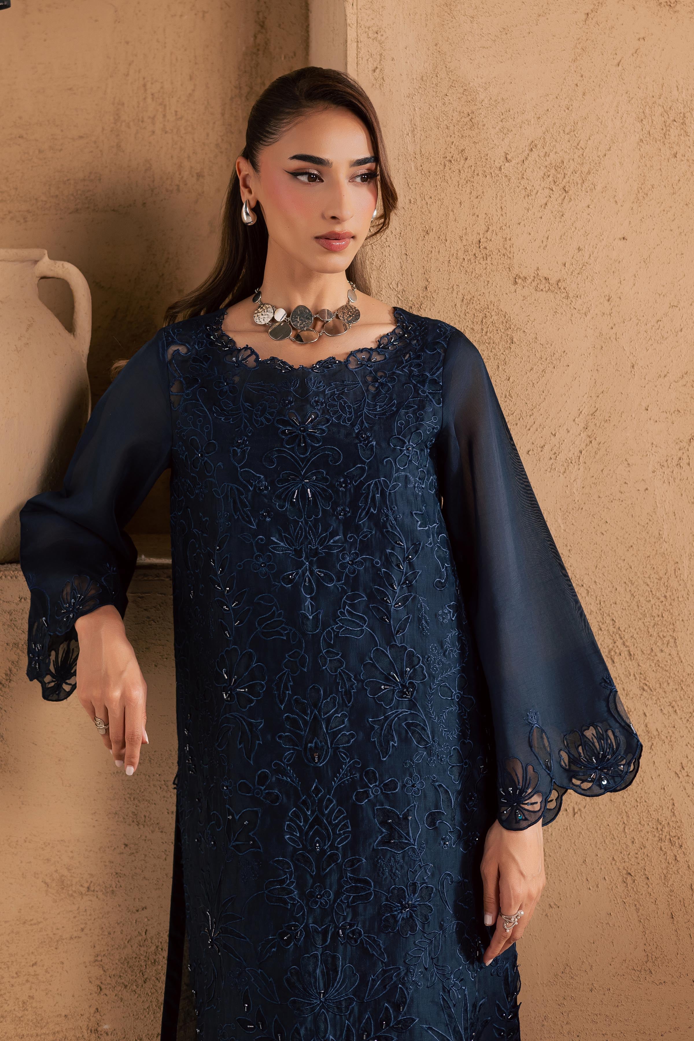 Manila 2Pc - Embroidered Festive Pret BATIKSS26 BATIK XS / Midnight Blue / Paper Silk-S / Midnight Blue / Paper Silk-M / Midnight Blue / Paper Silk-L / Midnight Blue / Paper Silk-XL / Midnight Blue / Paper Silk