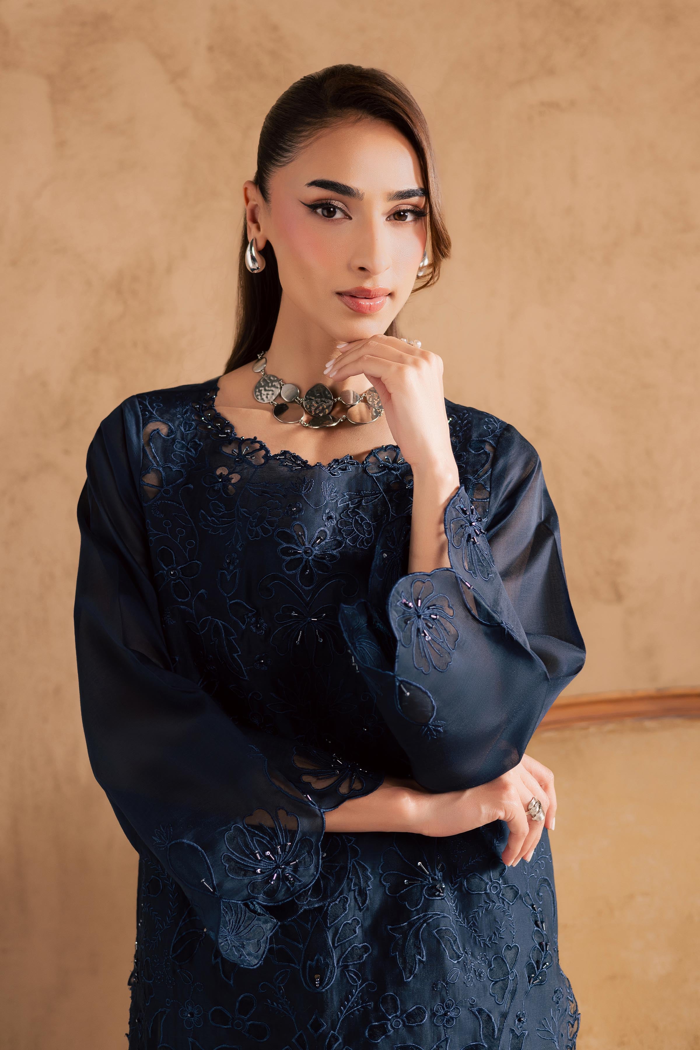 Manila 2Pc - Embroidered Festive Pret BATIKSS26 BATIK XS / Midnight Blue / Paper Silk-S / Midnight Blue / Paper Silk-M / Midnight Blue / Paper Silk-L / Midnight Blue / Paper Silk-XL / Midnight Blue / Paper Silk
