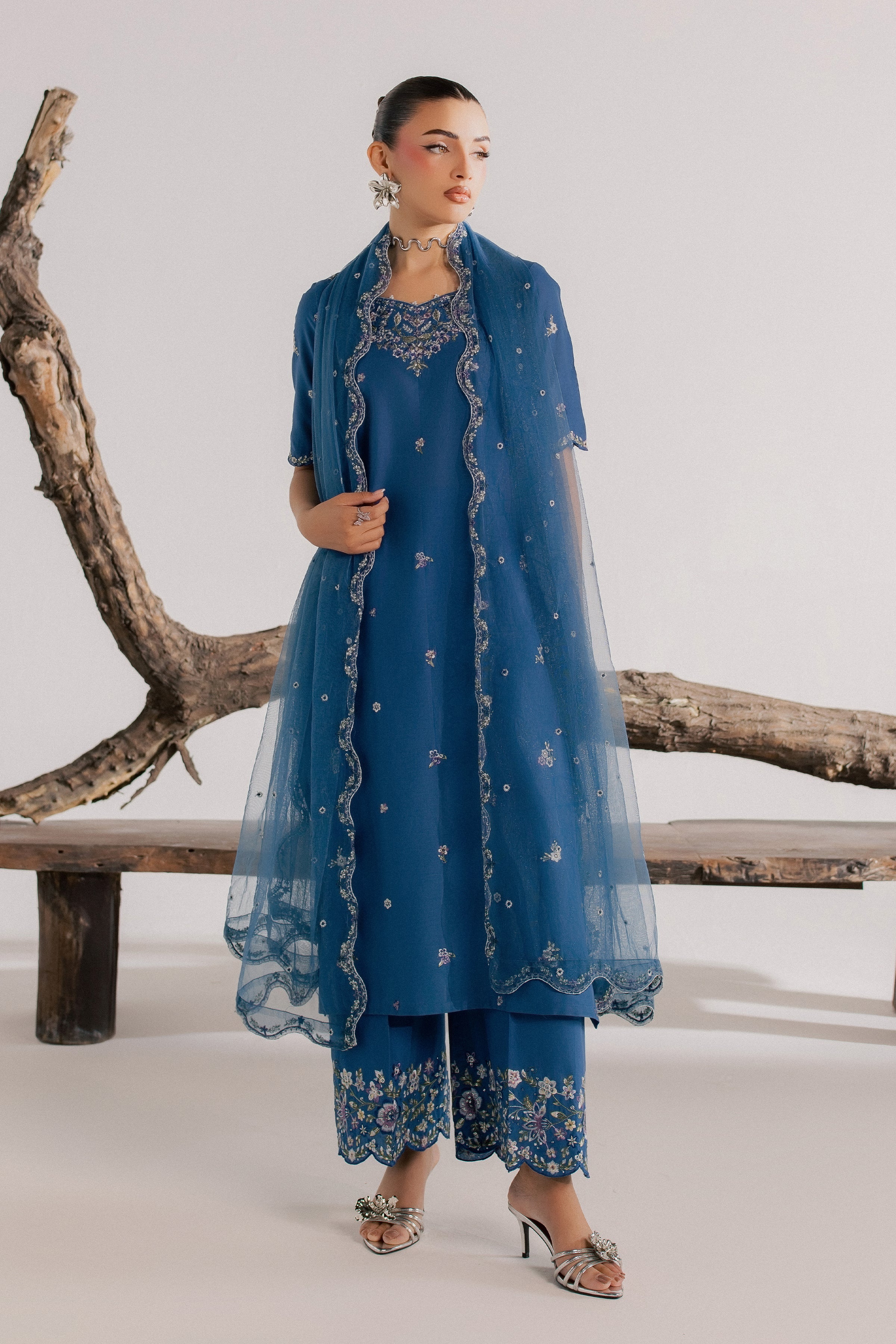 Blue Neelum 3Pc - Luxury Embroidered Lawn BATIKSS26 BATIK XS / Cobalt / Pima Lawn-S / Cobalt / Pima Lawn-M / Cobalt / Pima Lawn-L / Cobalt / Pima Lawn-XL / Cobalt / Pima Lawn