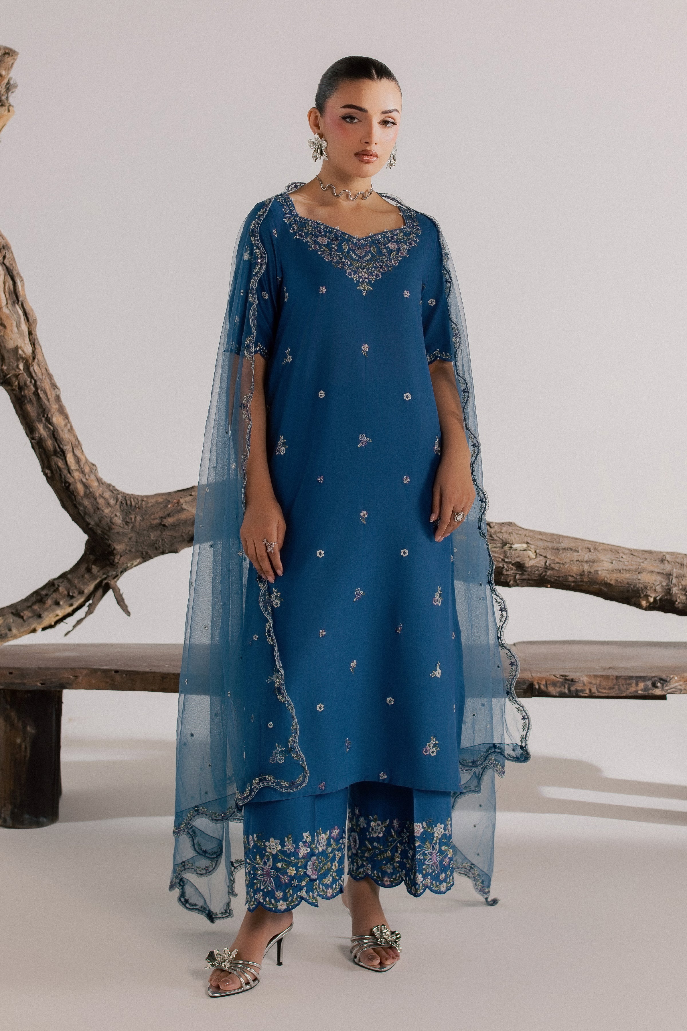 Blue Neelum 3Pc - Luxury Embroidered Lawn BATIKSS26 BATIK XS / Cobalt / Pima Lawn-S / Cobalt / Pima Lawn-M / Cobalt / Pima Lawn-L / Cobalt / Pima Lawn-XL / Cobalt / Pima Lawn
