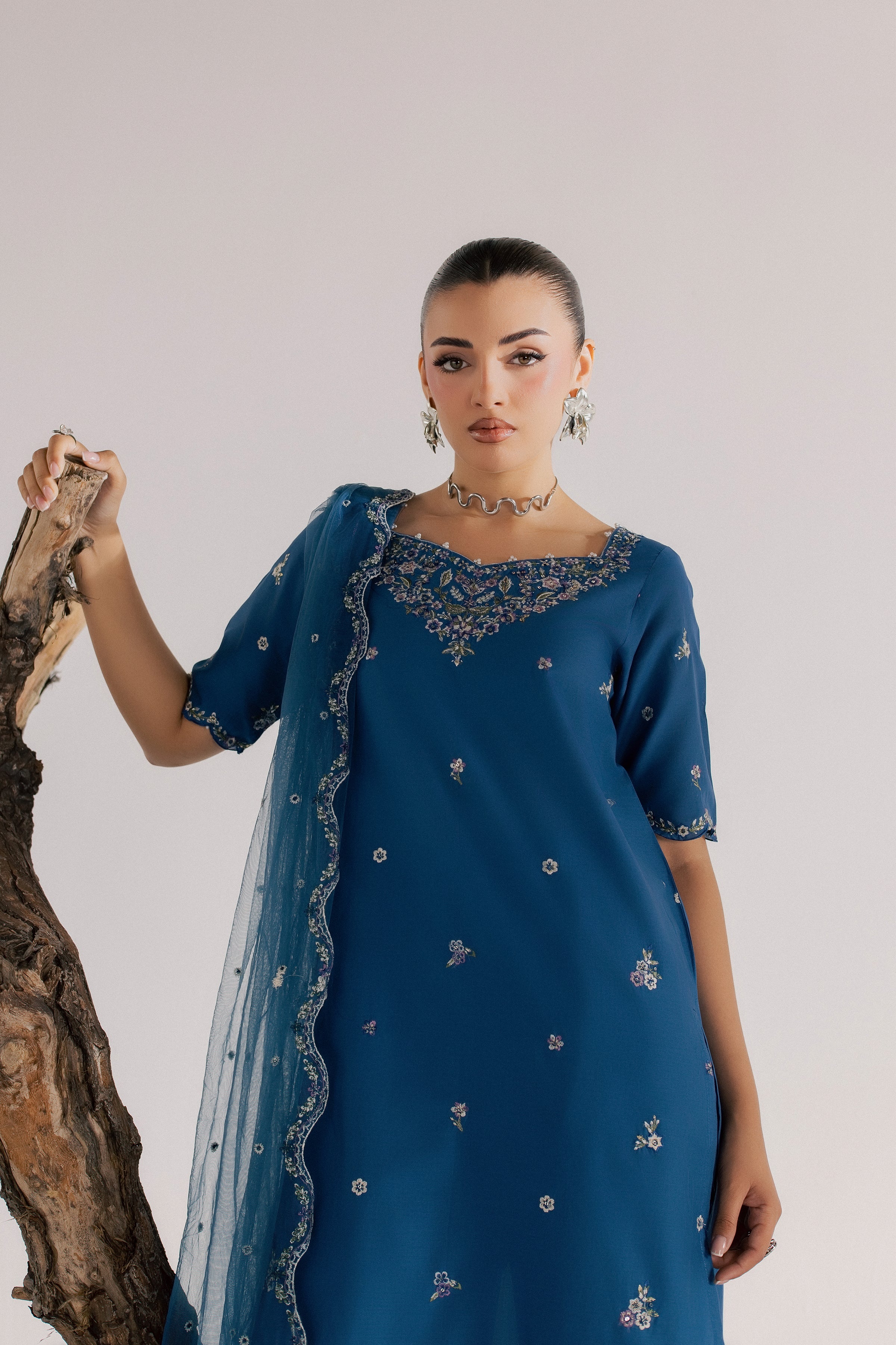 Blue Neelum 3Pc - Luxury Embroidered Lawn BATIKSS26 BATIK XS / Cobalt / Pima Lawn-S / Cobalt / Pima Lawn-M / Cobalt / Pima Lawn-L / Cobalt / Pima Lawn-XL / Cobalt / Pima Lawn