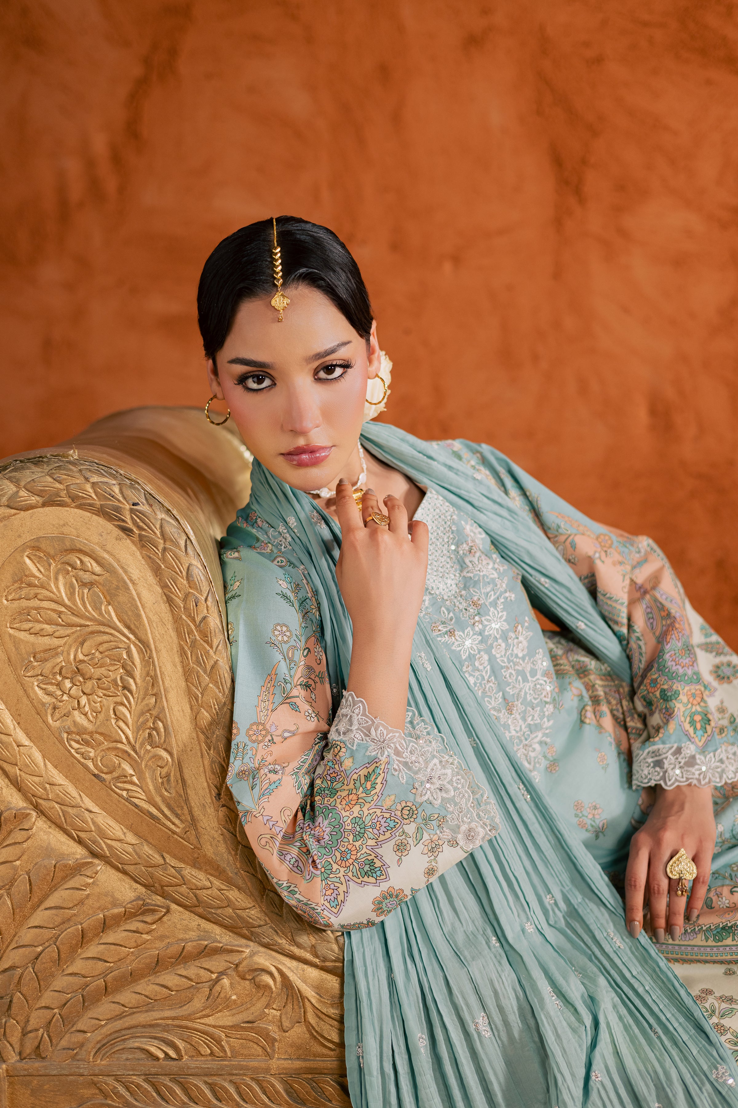 Blue Olaf 3Pc - Printed Lawn Dress BATIKEID2026 BATIK XS / Ocean Blue / Lawn-S / Ocean Blue / Lawn-M / Ocean Blue / Lawn-L / Ocean Blue / Lawn-XL / Ocean Blue / Lawn