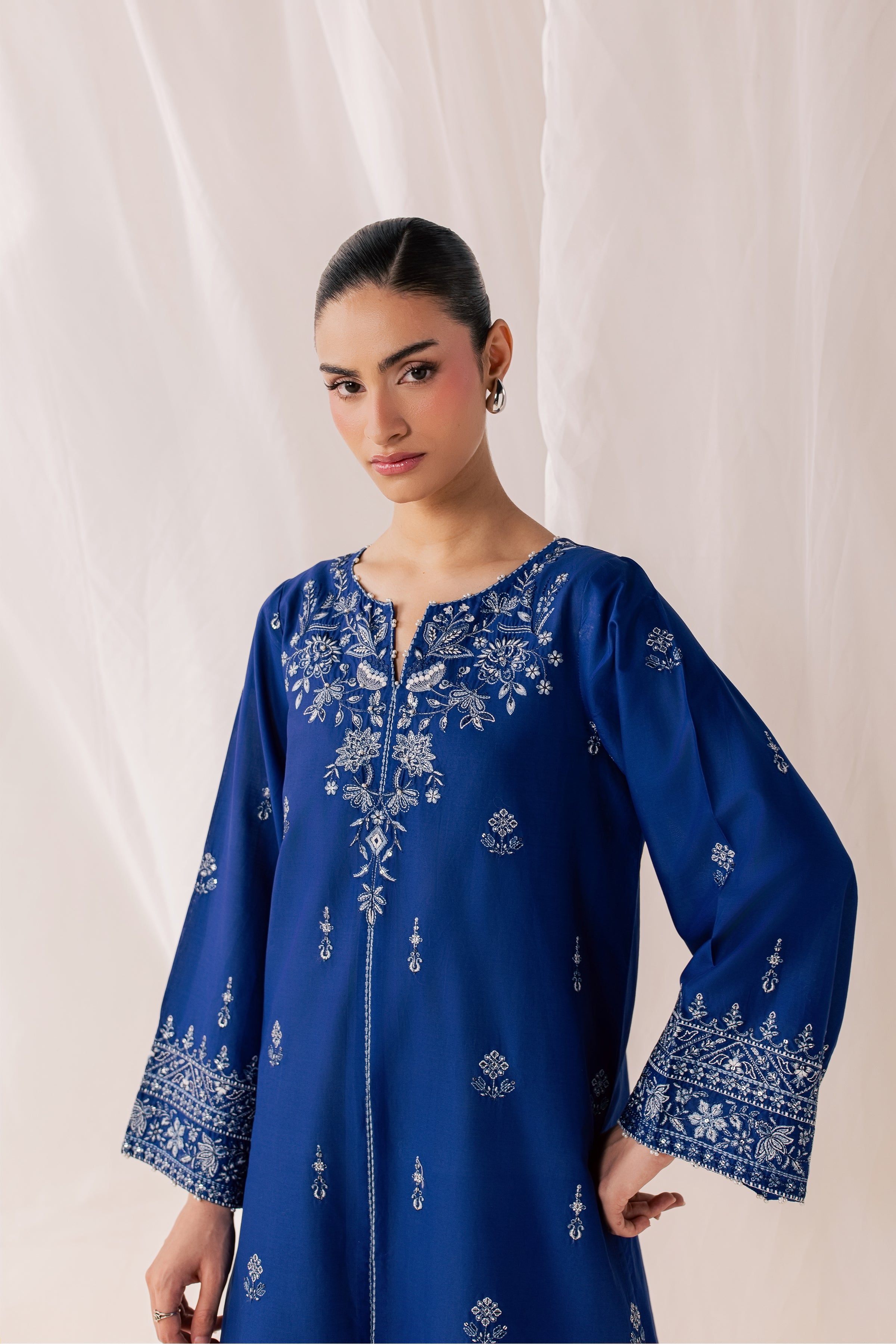 Blue Poppy 2Pc - Luxury Embroidered Lawn BATIKSS26 BATIK XS / Electric Blue / Pima Lawn