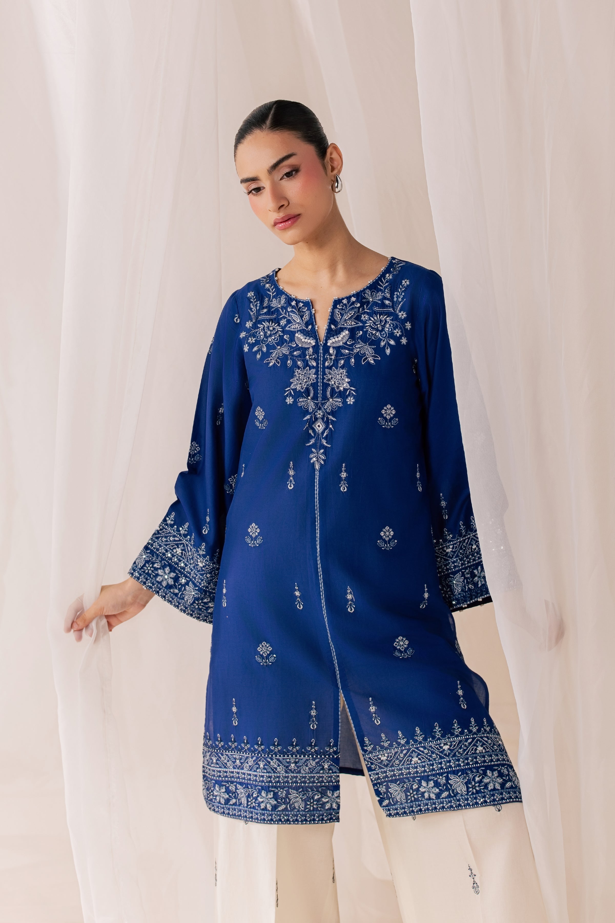 Blue Poppy 2Pc - Luxury Embroidered Lawn BATIKSS26 BATIK XS / Electric Blue / Pima Lawn