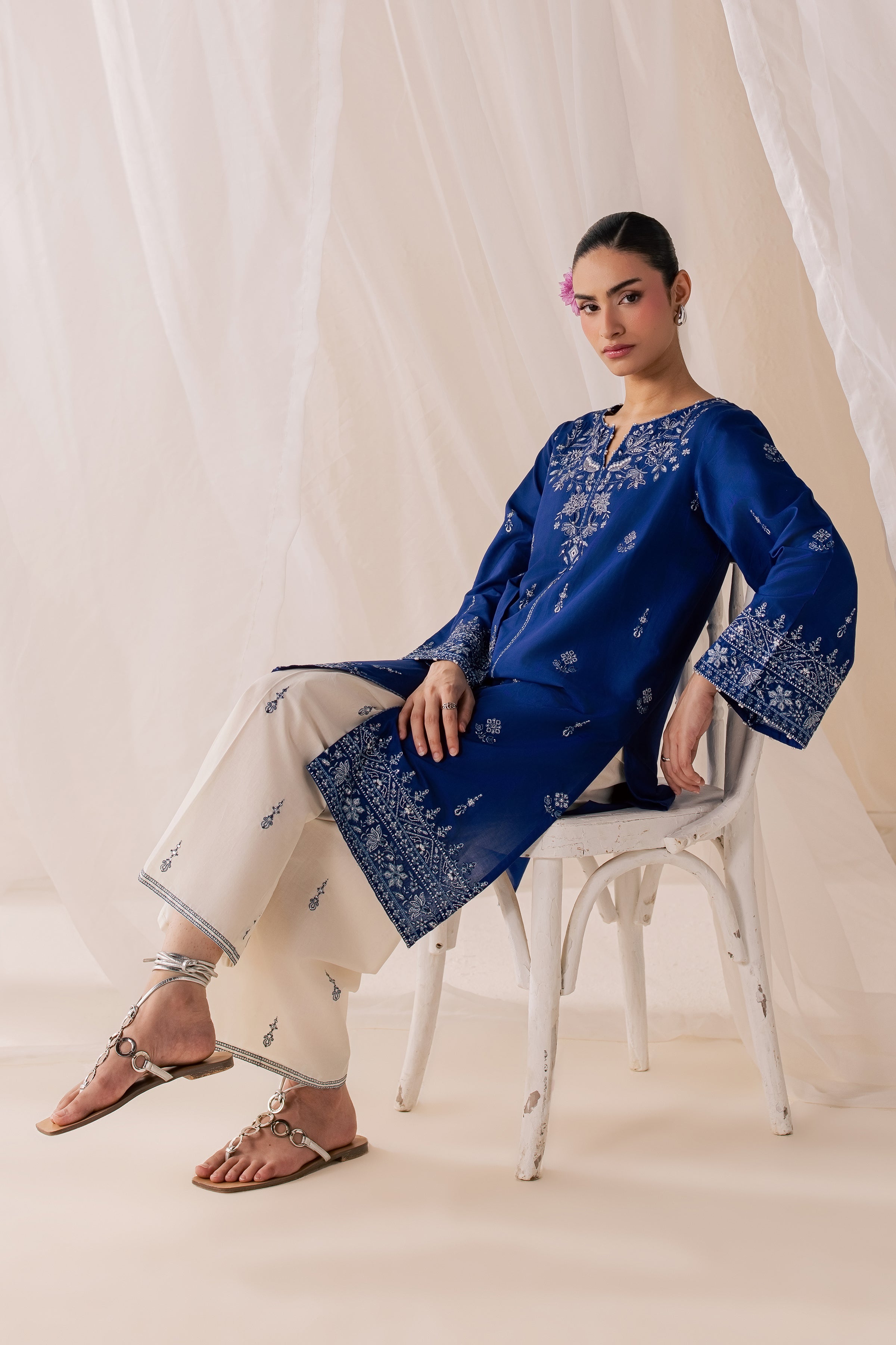 Blue Poppy 2Pc - Luxury Embroidered Lawn BATIKSS26 BATIK XS / Electric Blue / Pima Lawn