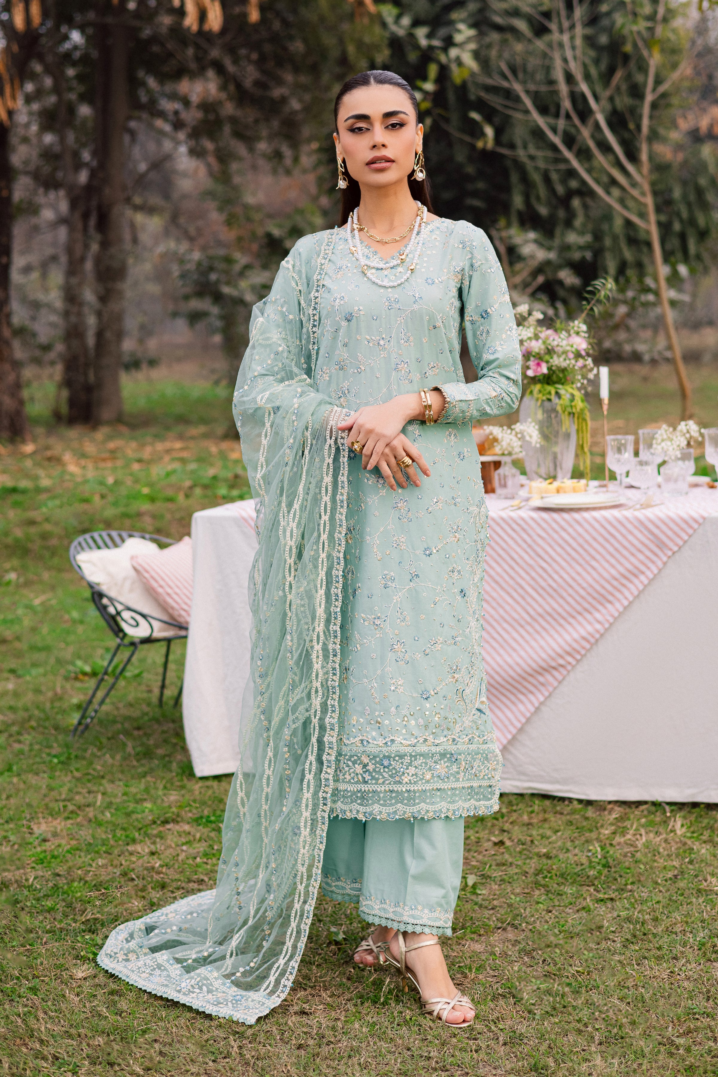 Blue Swan 3Pc - Festive Embroidered Lawn BATIKEID2026 BATIK XS / Pearly Blue / Pima Lawn-S / Pearly Blue / Pima Lawn-M / Pearly Blue / Pima Lawn-L / Pearly Blue / Pima Lawn-XL / Pearly Blue / Pima Lawn