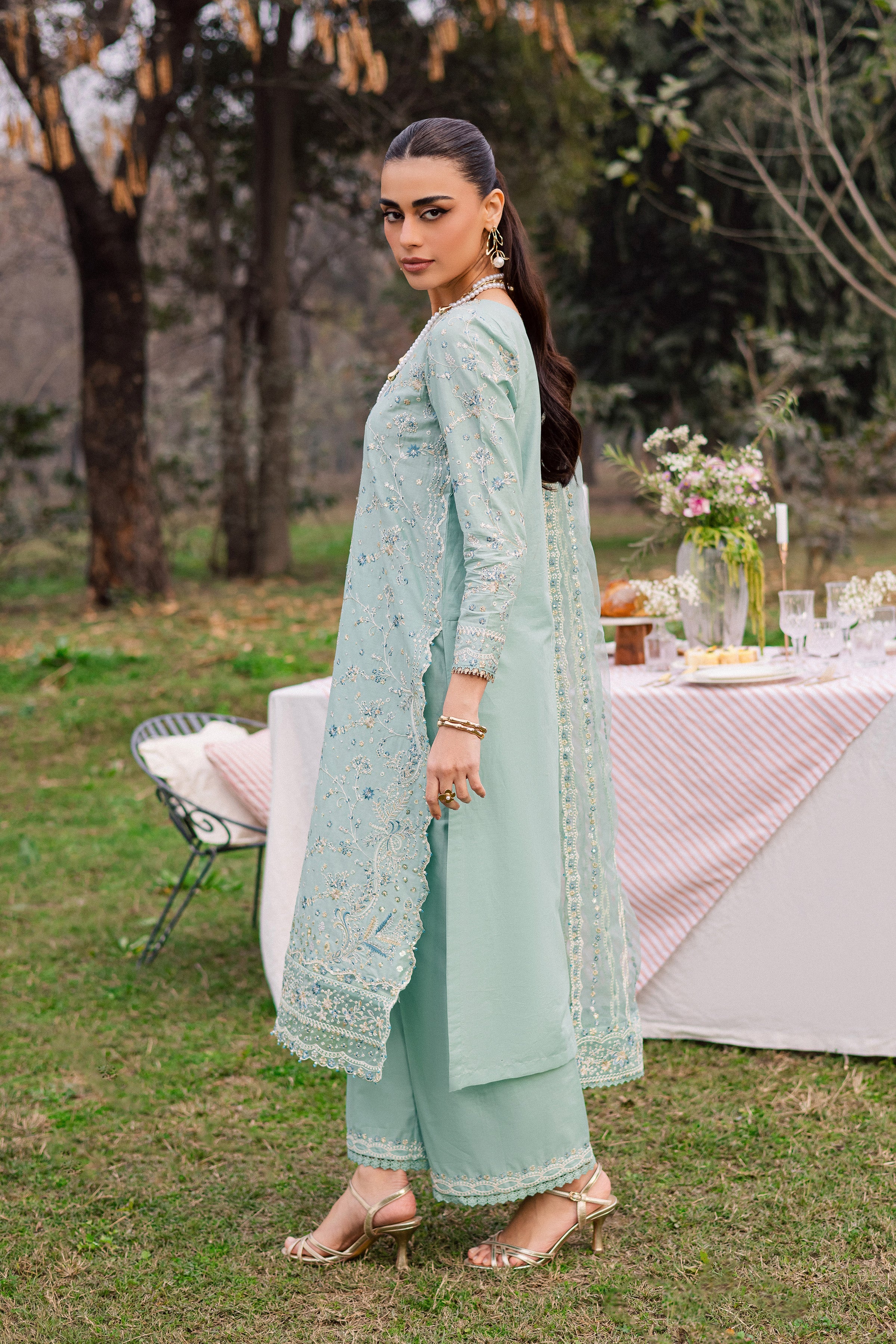 Blue Swan 3Pc - Festive Embroidered Lawn BATIKEID2026 BATIK XS / Pearly Blue / Pima Lawn-S / Pearly Blue / Pima Lawn-M / Pearly Blue / Pima Lawn-L / Pearly Blue / Pima Lawn-XL / Pearly Blue / Pima Lawn