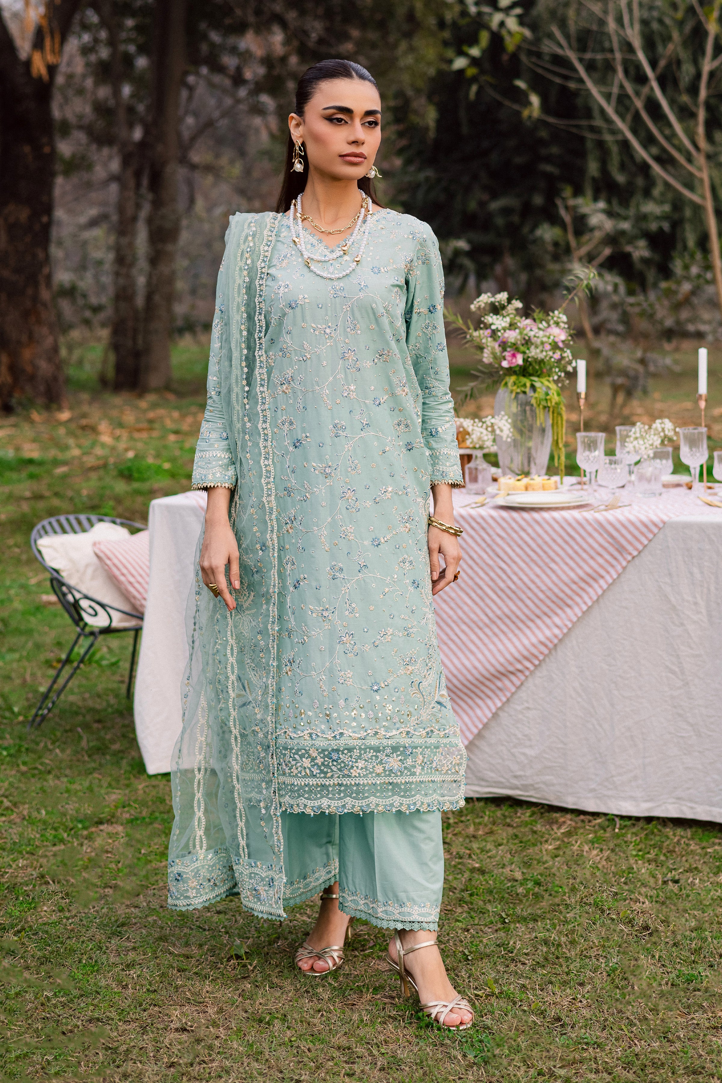 Blue Swan 3Pc - Festive Embroidered Lawn BATIKEID2026 BATIK XS / Pearly Blue / Pima Lawn-S / Pearly Blue / Pima Lawn-M / Pearly Blue / Pima Lawn-L / Pearly Blue / Pima Lawn-XL / Pearly Blue / Pima Lawn