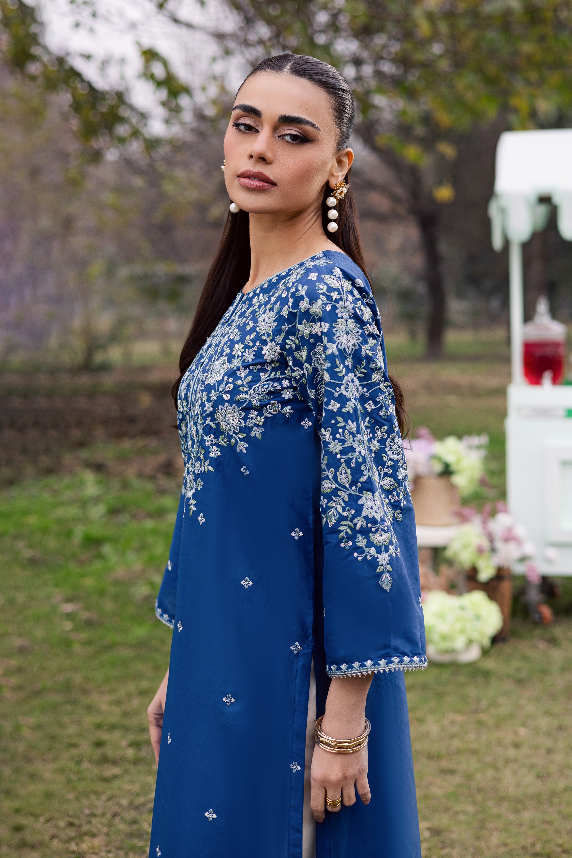 Blue Wink 3Pc - Festive Embroidered Lawn BATIKEID2026 BATIK XS / Navy Peony / Pima Lawn-S / Navy Peony / Pima Lawn-M / Navy Peony / Pima Lawn-L / Navy Peony / Pima Lawn-XL / Navy Peony / Pima Lawn