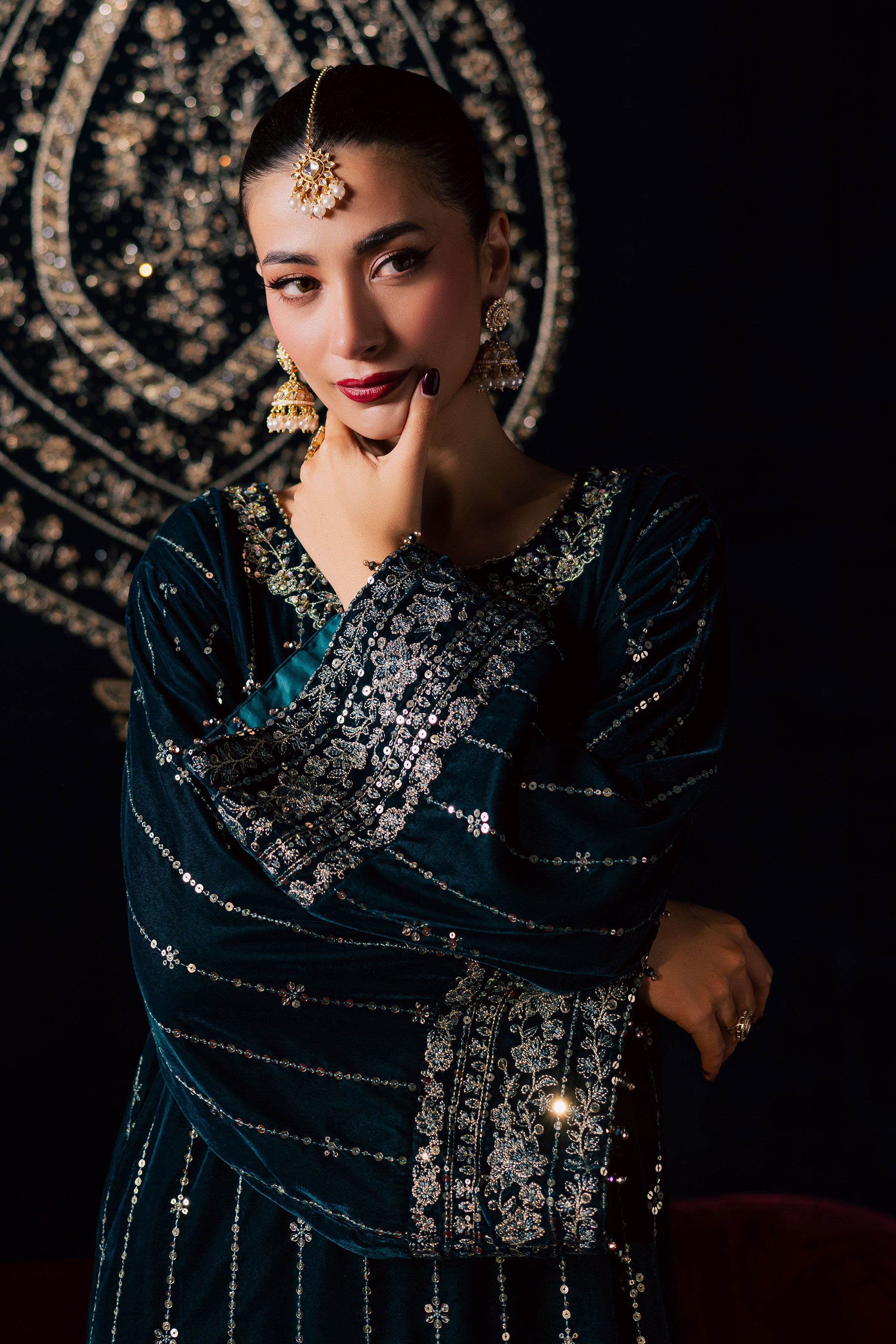 Blue Winter 2Pc - Velvet Luxe Pret BATIKLuxePRET2025 BATIK XS / Teal / Velvet-S / Teal / Velvet-M / Teal / Velvet-L / Teal / Velvet-XL / Teal / Velvet