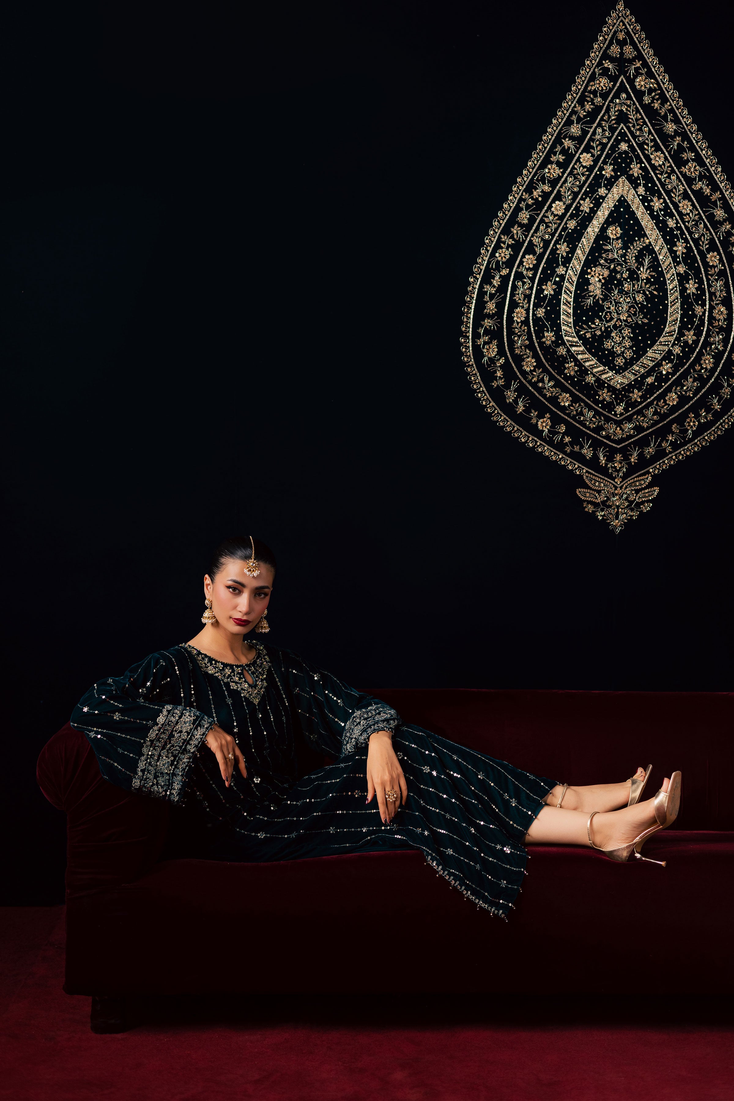 Blue Winter 2Pc - Velvet Luxe Pret BATIKLuxePRET2025 BATIK XS / Teal / Velvet-S / Teal / Velvet-M / Teal / Velvet-L / Teal / Velvet-XL / Teal / Velvet