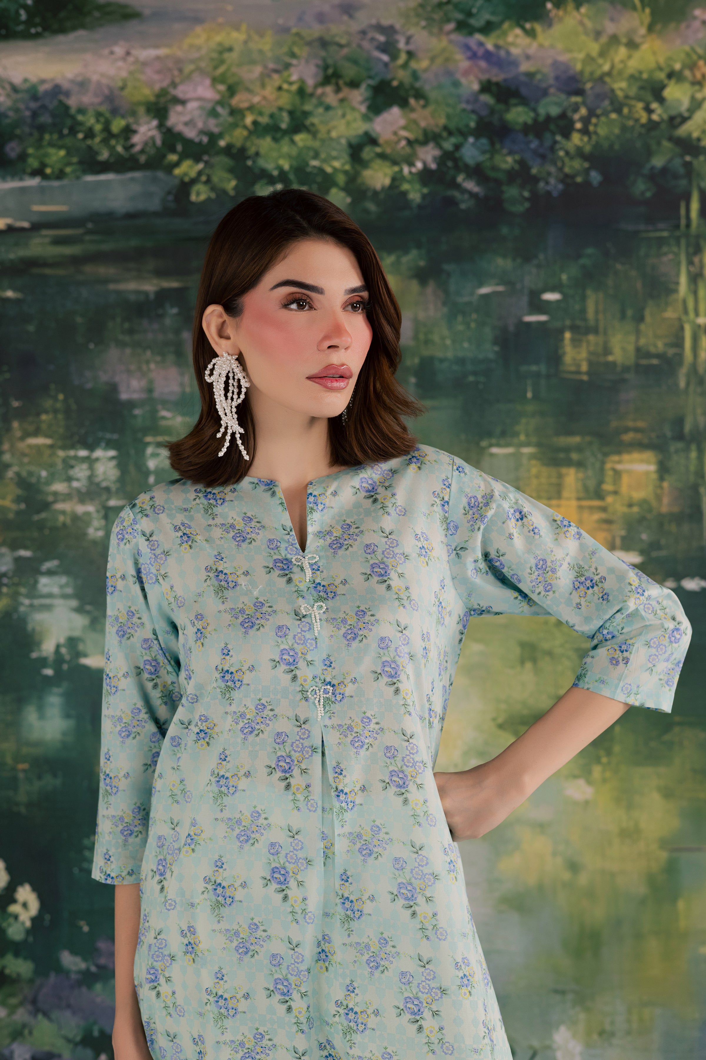 Bluey 2Pc - Printed Lawn Dress BATIKSS26 BATIK XS / Blue / Lawn-S / Blue / Lawn-M / Blue / Lawn-L / Blue / Lawn-XL / Blue / Lawn
