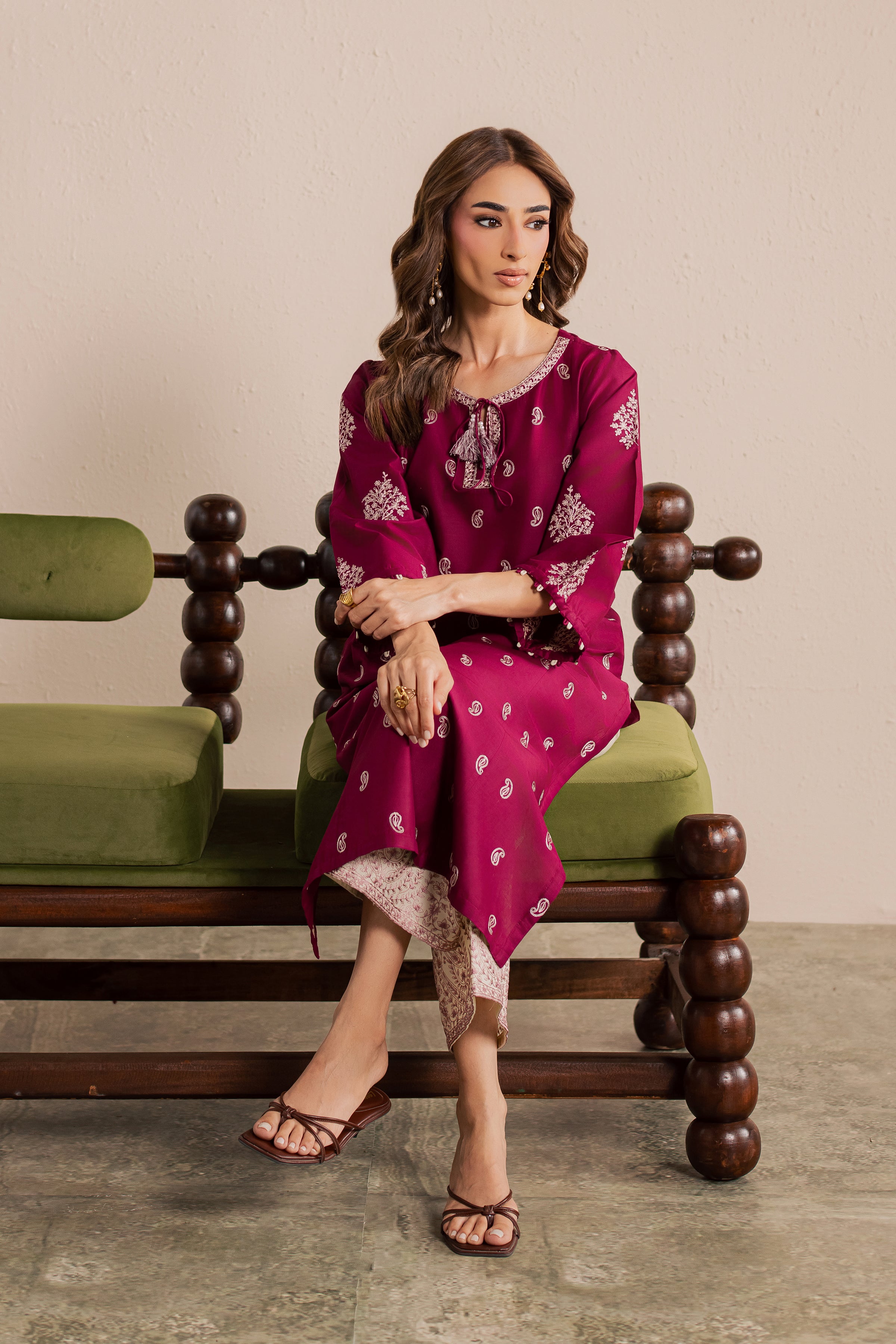Bramble 2Pc - Embroidered Lawn Dress EverydayEdit26 BATIK XS / Old Mauve / Pima Lawn-S / Old Mauve / Pima Lawn-M / Old Mauve / Pima Lawn-L / Old Mauve / Pima Lawn-XL / Old Mauve / Pima Lawn