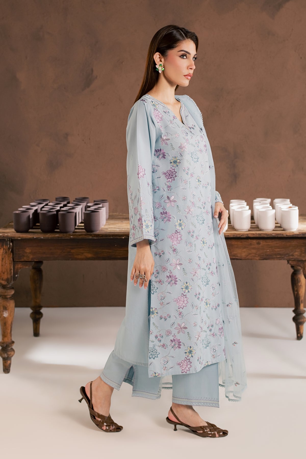 Breezy Blue 3Pc - Embroidered Cambric Pret PRETAW2026 BATIK XS / Sky Blue / Cambric