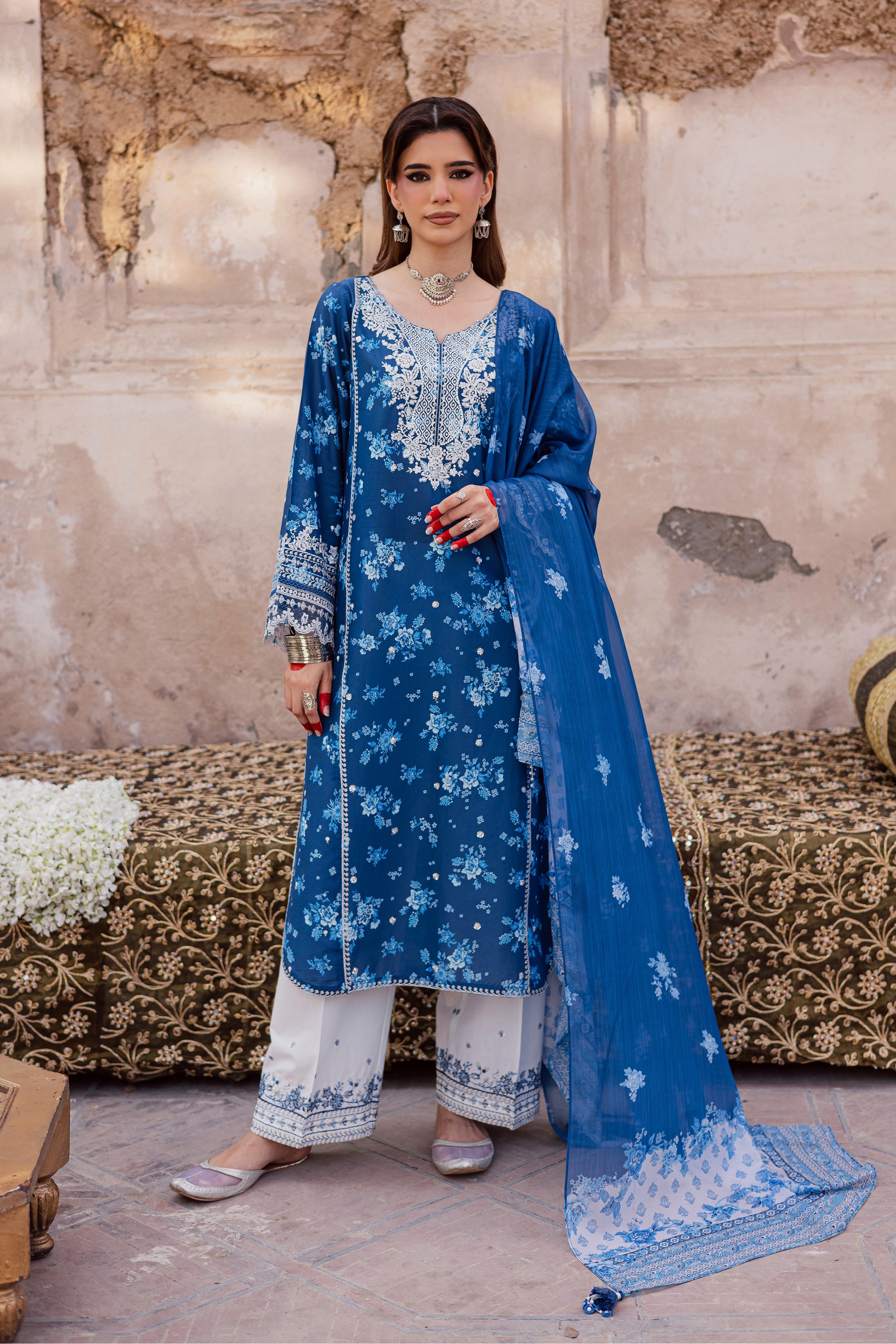 Brynn 3Pc - Festive Eid Prints BATIKEID2026 BATIK XS / Blue / Lawn-S / Blue / Lawn-M / Blue / Lawn-L / Blue / Lawn-XL / Blue / Lawn