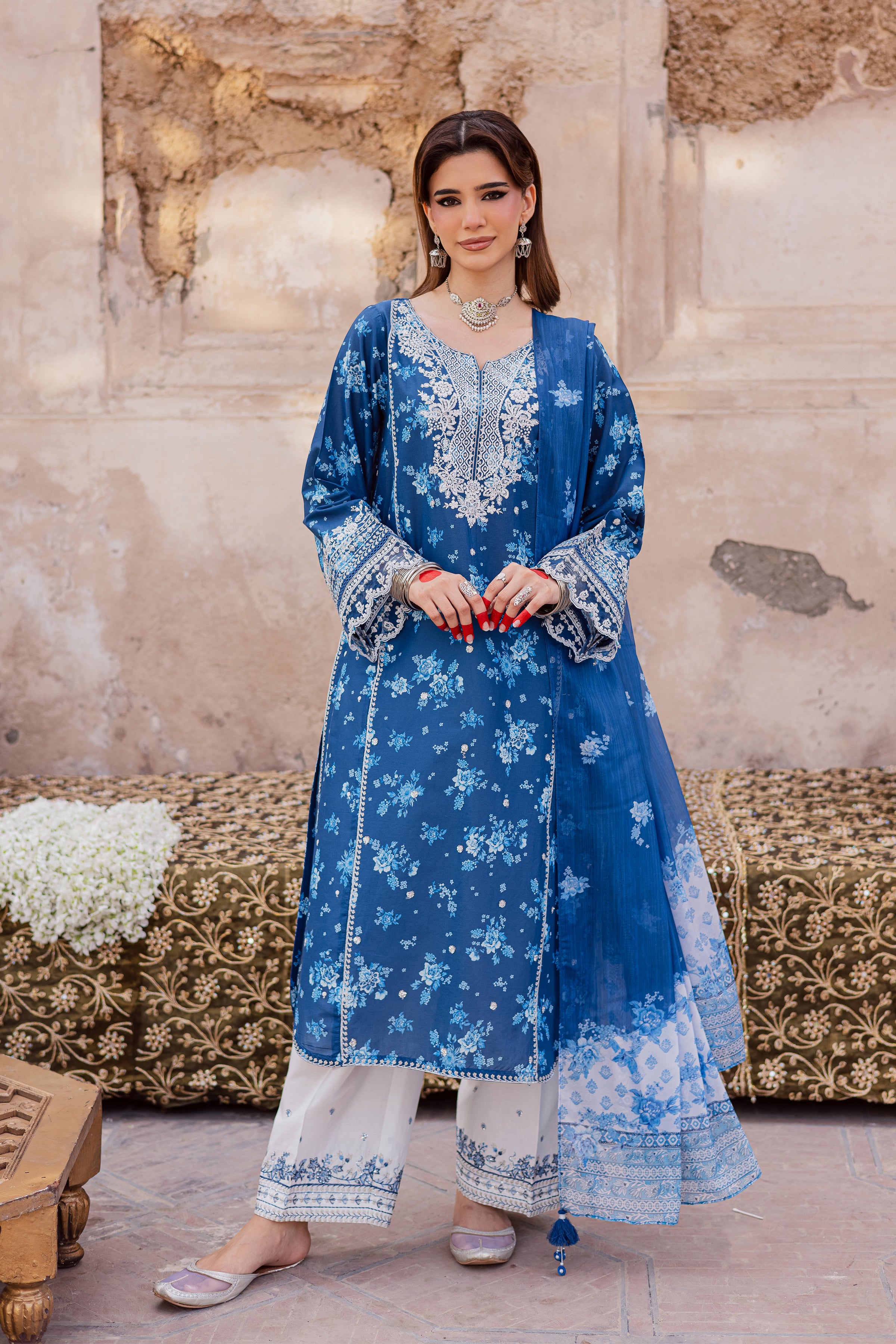 Brynn 3Pc - Festive Eid Prints BATIKEID2026 BATIK XS / Blue / Lawn-S / Blue / Lawn-M / Blue / Lawn-L / Blue / Lawn-XL / Blue / Lawn