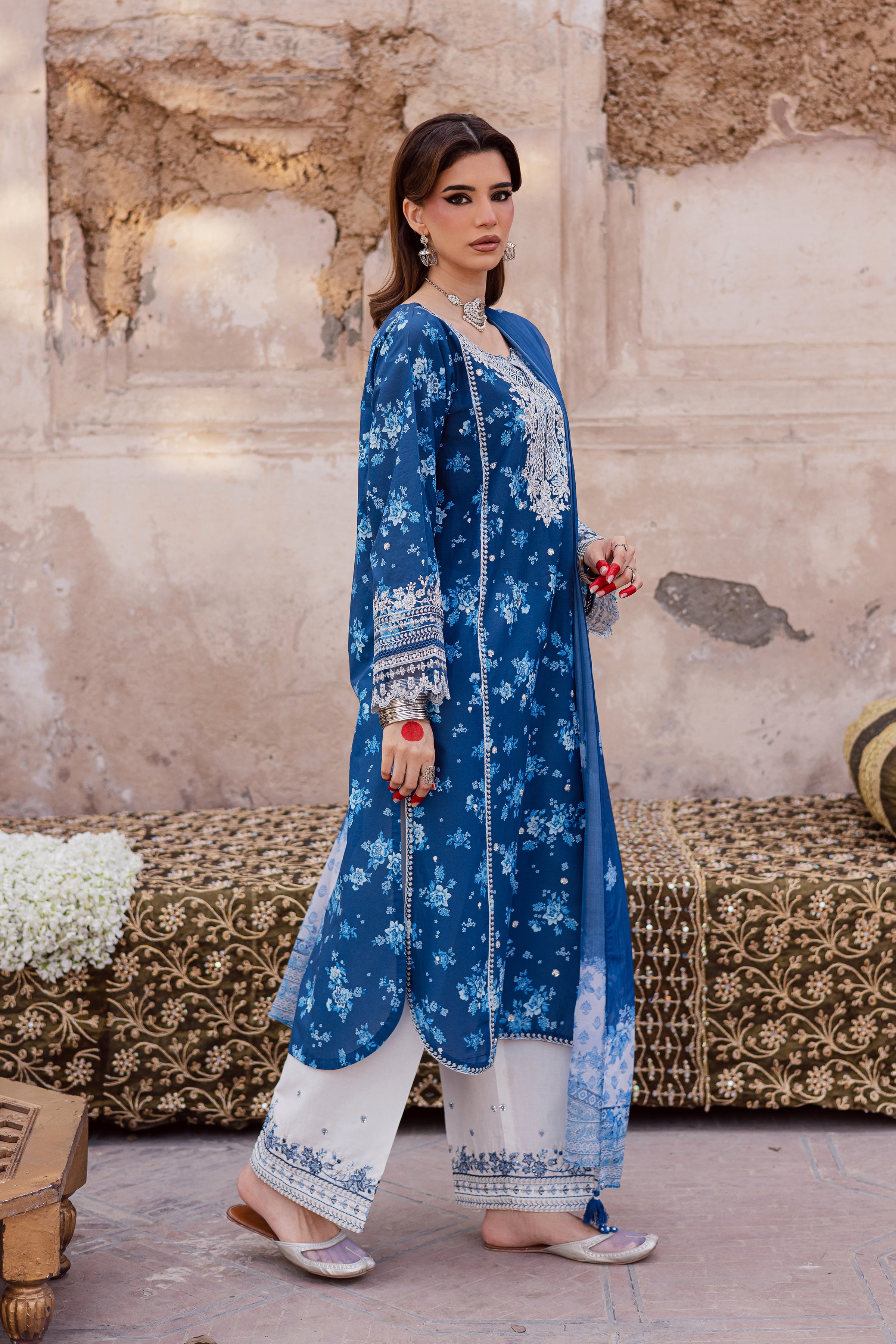 Brynn 3Pc - Festive Eid Prints BATIKEID2026 BATIK XS / Blue / Lawn-S / Blue / Lawn-M / Blue / Lawn-L / Blue / Lawn-XL / Blue / Lawn