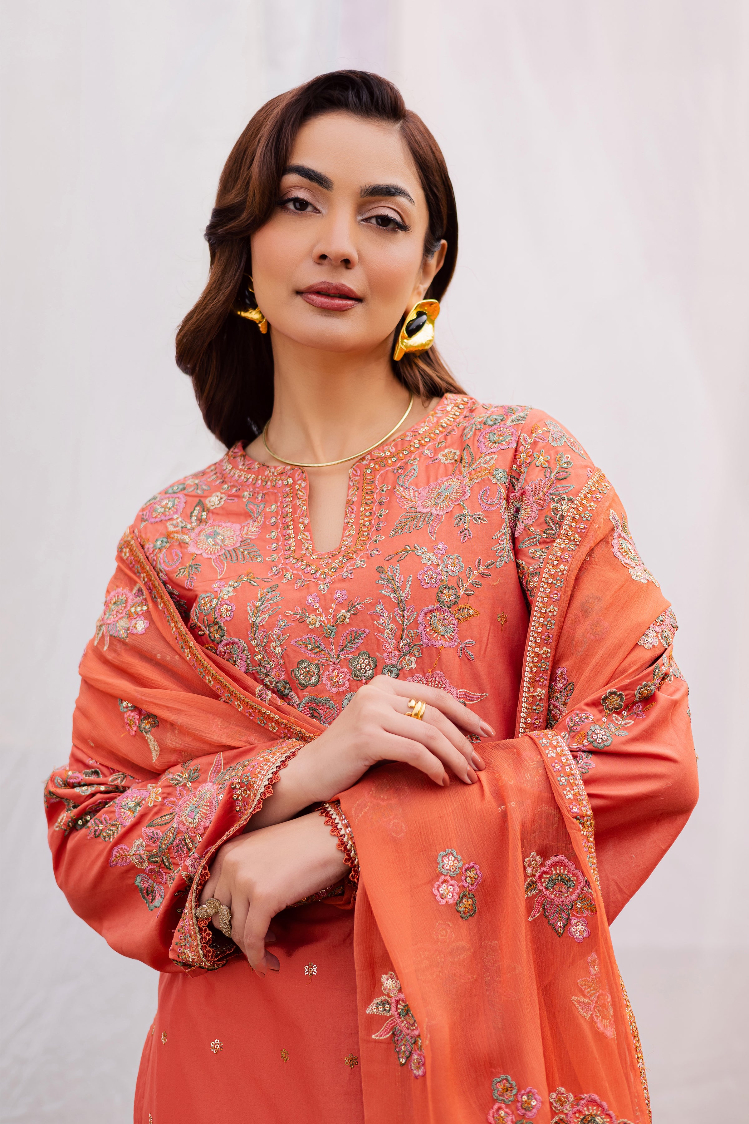Burnt Orange 3Pc - Festive Embroidered Lawn BATIKEID2026 BATIK XS / Rust / Pima Lawn-S / Rust / Pima Lawn-M / Rust / Pima Lawn-L / Rust / Pima Lawn-XL / Rust / Pima Lawn