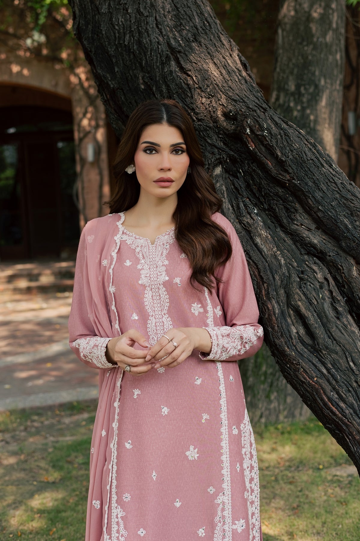 Calliope 3Pc - Embroidered Karandi Pret PRETKARANDI2026 BATIK XS / Tea Pink / Karandi