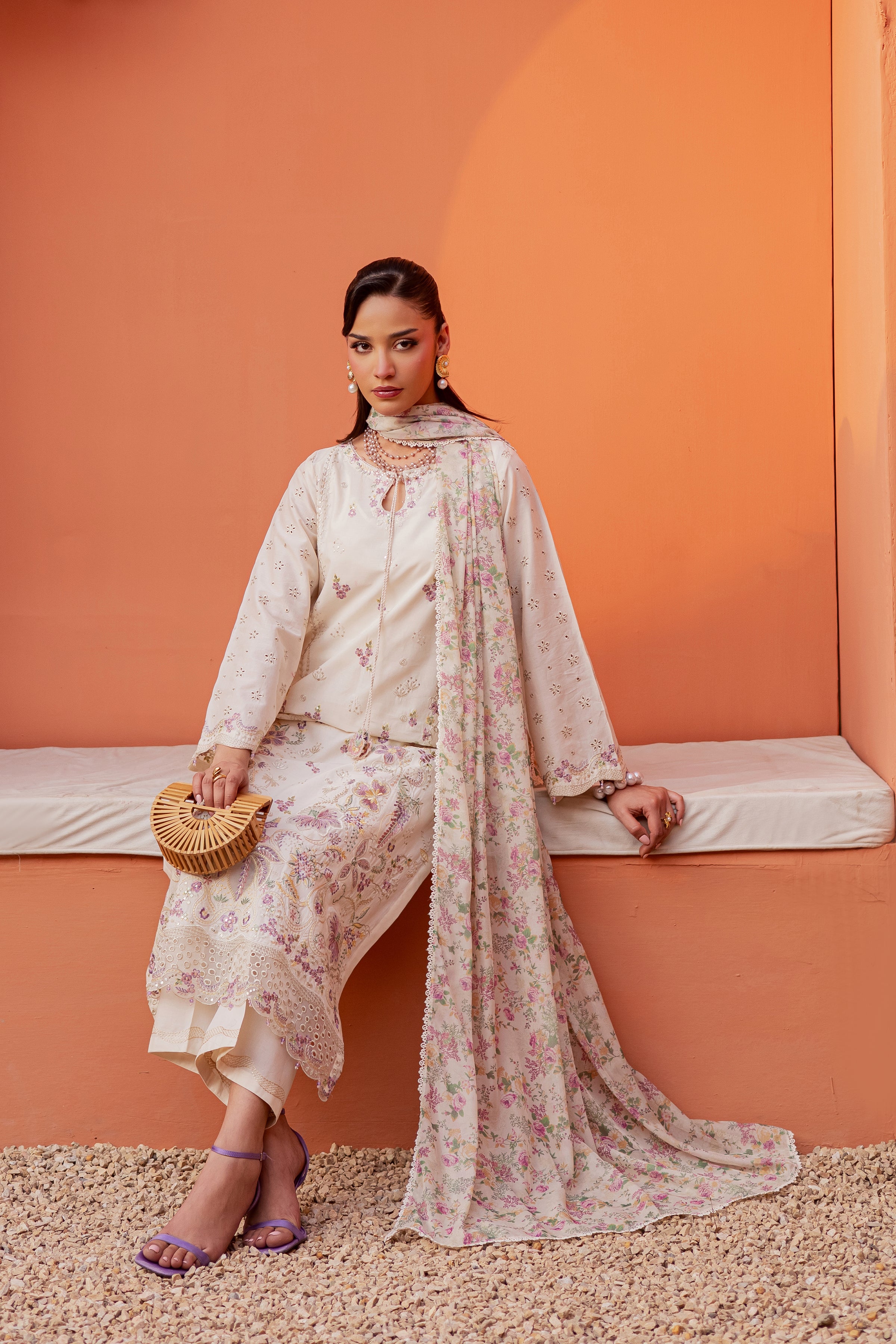 Canberra 3Pc - Festive Embroidered Lawn BATIKEID2026 BATIK XS / Off White / Pima Lawn-S / Off White / Pima Lawn-M / Off White / Pima Lawn-L / Off White / Pima Lawn-XL / Off White / Pima Lawn