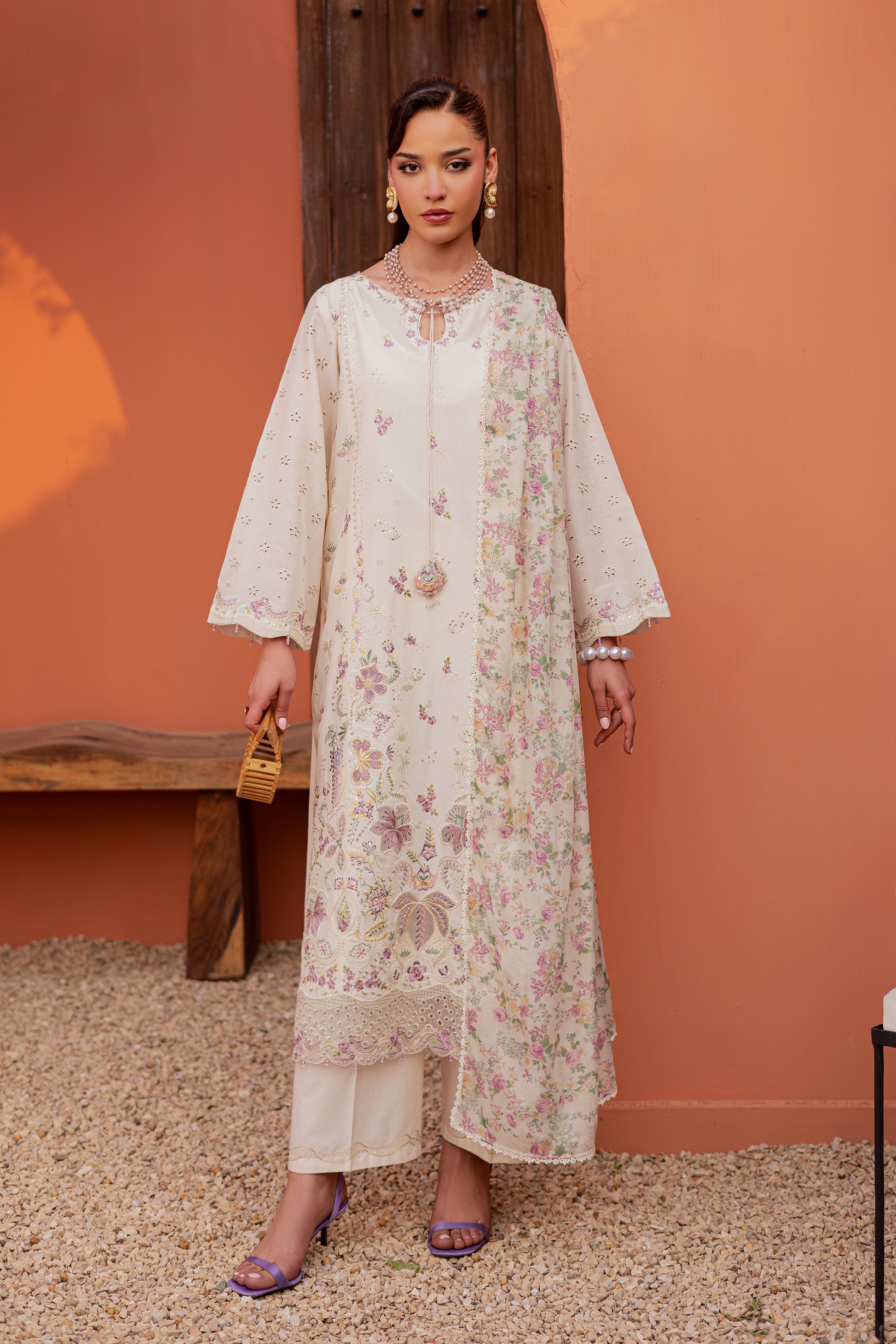 Canberra 3Pc - Festive Embroidered Lawn BATIKEID2026 BATIK XS / Off White / Pima Lawn-S / Off White / Pima Lawn-M / Off White / Pima Lawn-L / Off White / Pima Lawn-XL / Off White / Pima Lawn