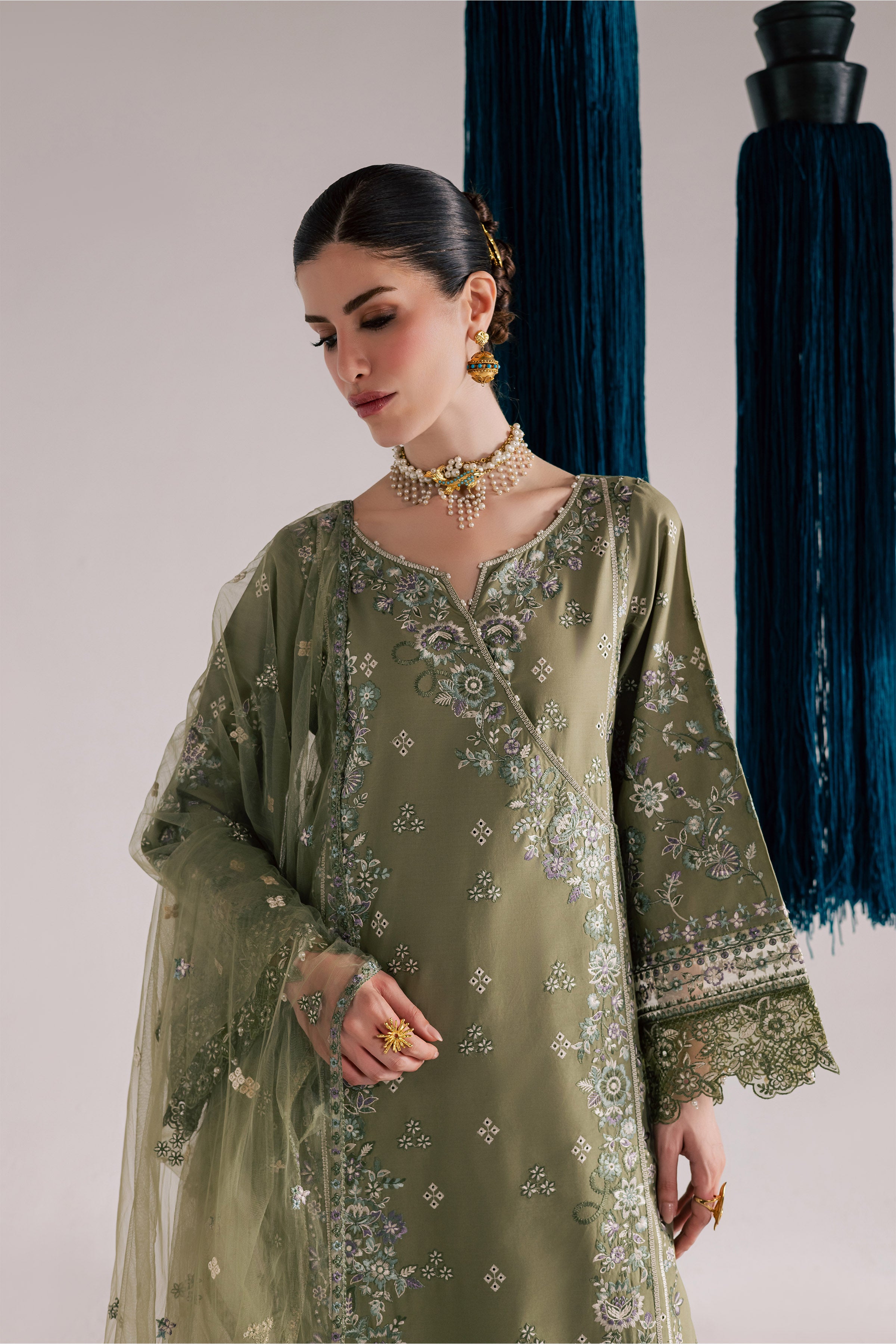 Caniya 3Pc - Festive Eid Pret BATIKSS26 BATIK XS / Moss Eggnog / Pima Lawn-S / Moss Eggnog / Pima Lawn-M / Moss Eggnog / Pima Lawn-L / Moss Eggnog / Pima Lawn-XL / Moss Eggnog / Pima Lawn