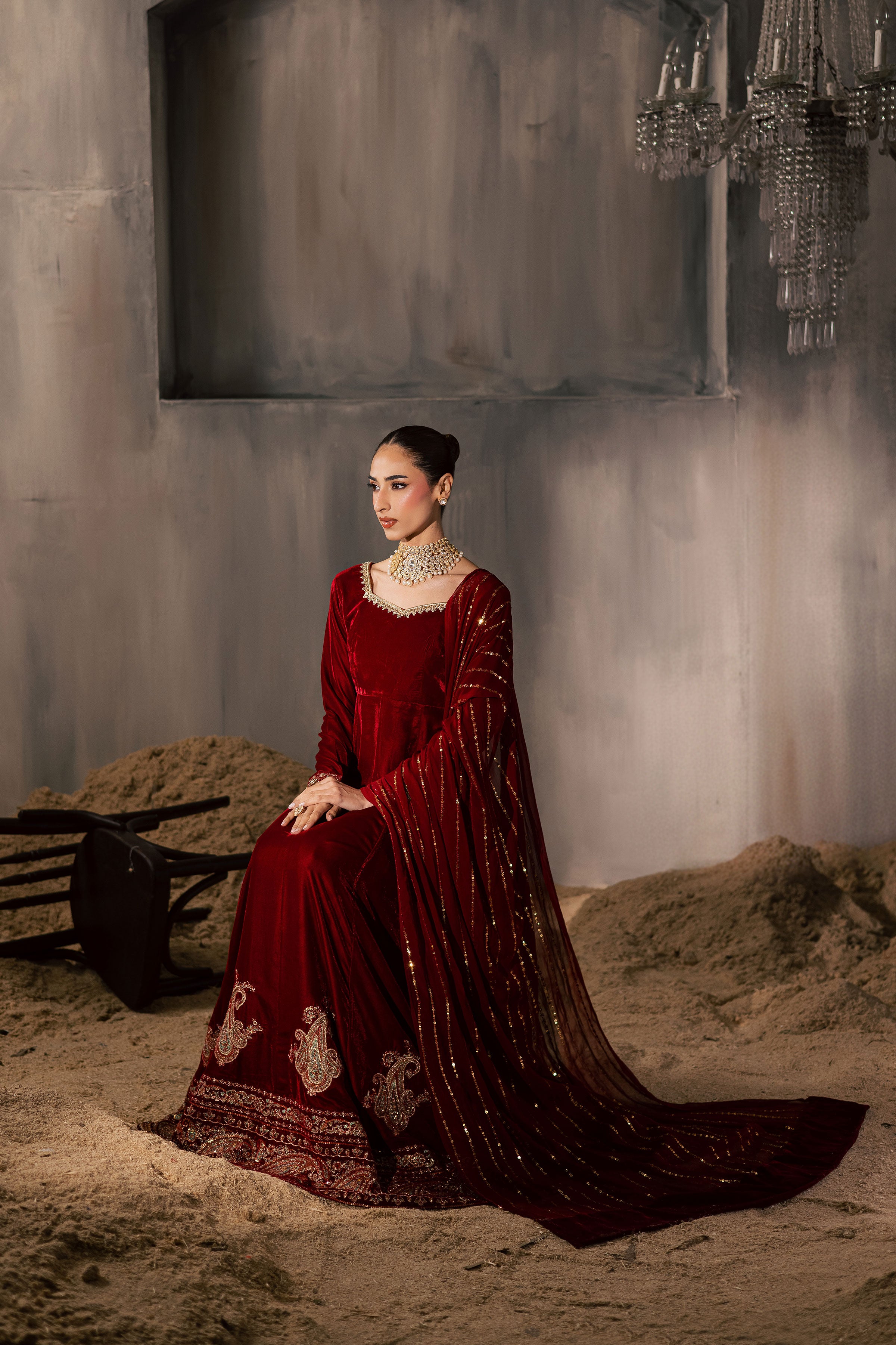 Carnation 3Pc - Velvet Luxe Pret BATIKLuxePRET2025 BATIK XS / Red / Velvet-S / Red / Velvet-M / Red / Velvet-L / Red / Velvet-XL / Red / Velvet