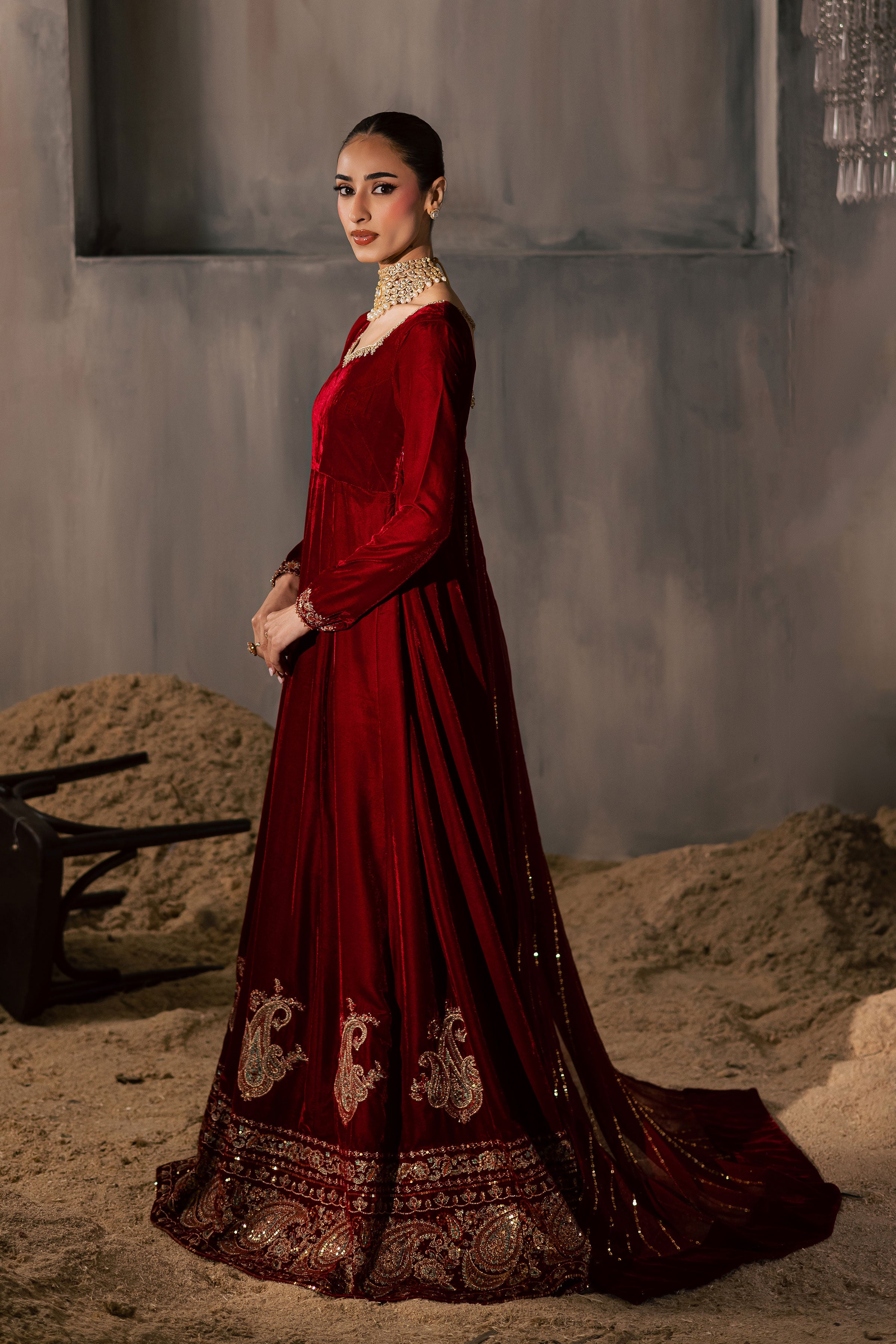 Carnation 3Pc - Velvet Luxe Pret BATIKLuxePRET2025 BATIK XS / Red / Velvet-S / Red / Velvet-M / Red / Velvet-L / Red / Velvet-XL / Red / Velvet