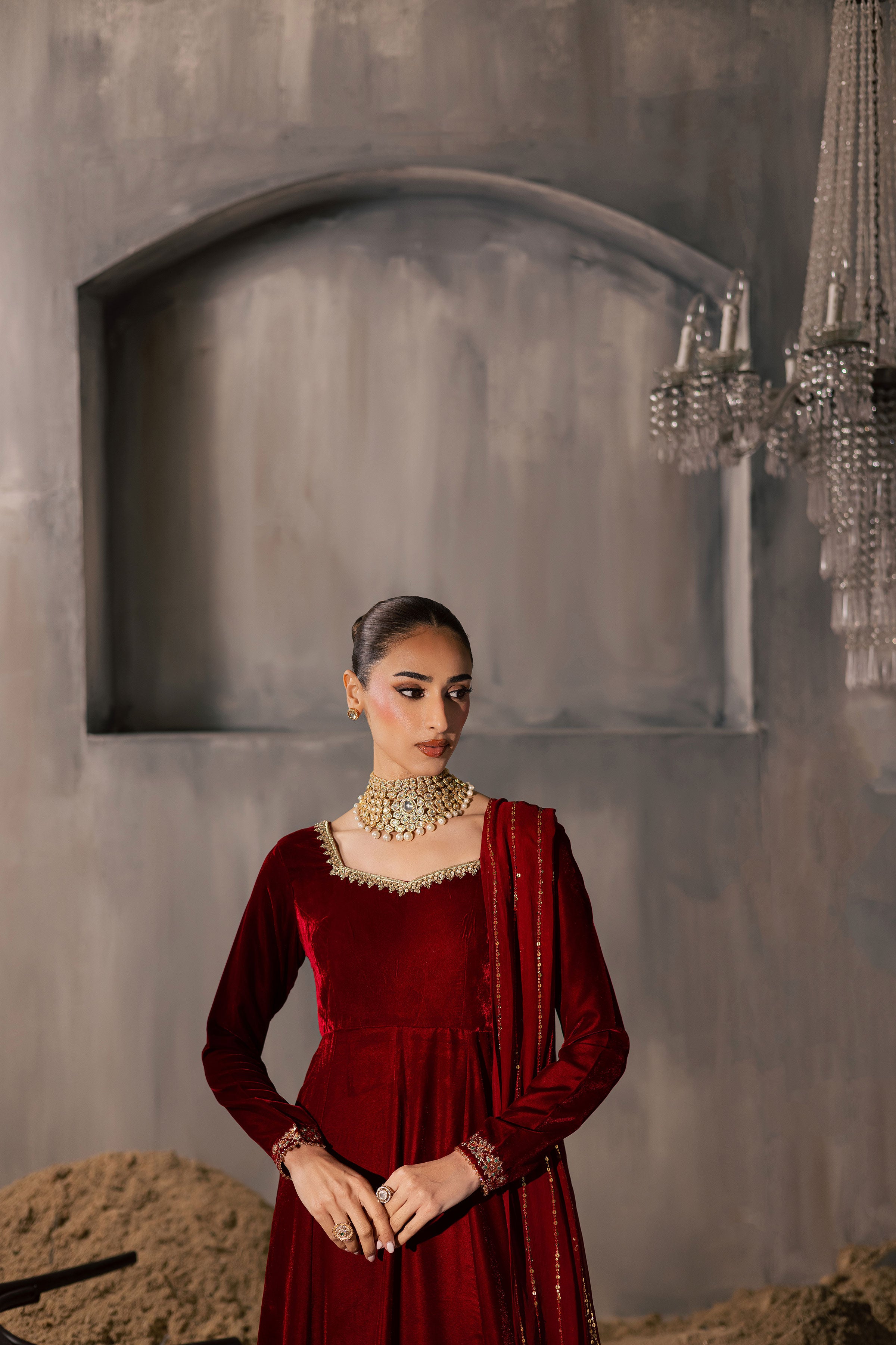 Carnation 3Pc - Velvet Luxe Pret BATIKLuxePRET2025 BATIK XS / Red / Velvet-S / Red / Velvet-M / Red / Velvet-L / Red / Velvet-XL / Red / Velvet