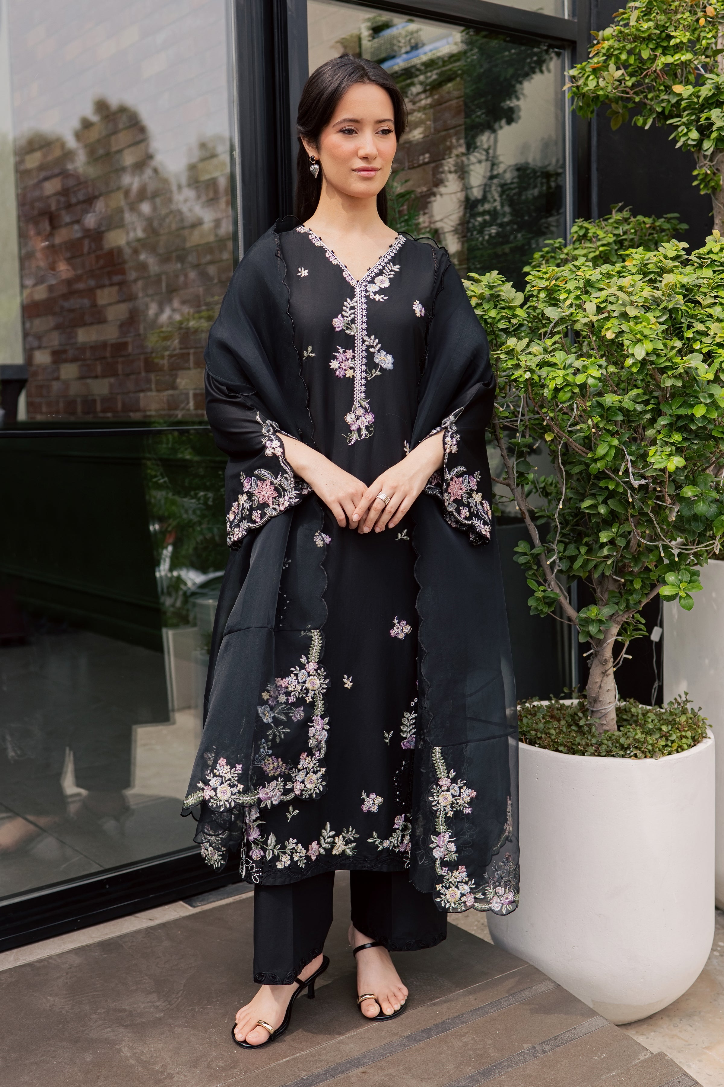 Caviar 3Pc - Embroidered Lawn Dress EverydayEdit26 BATIK XS / Black / Pima Lawn
