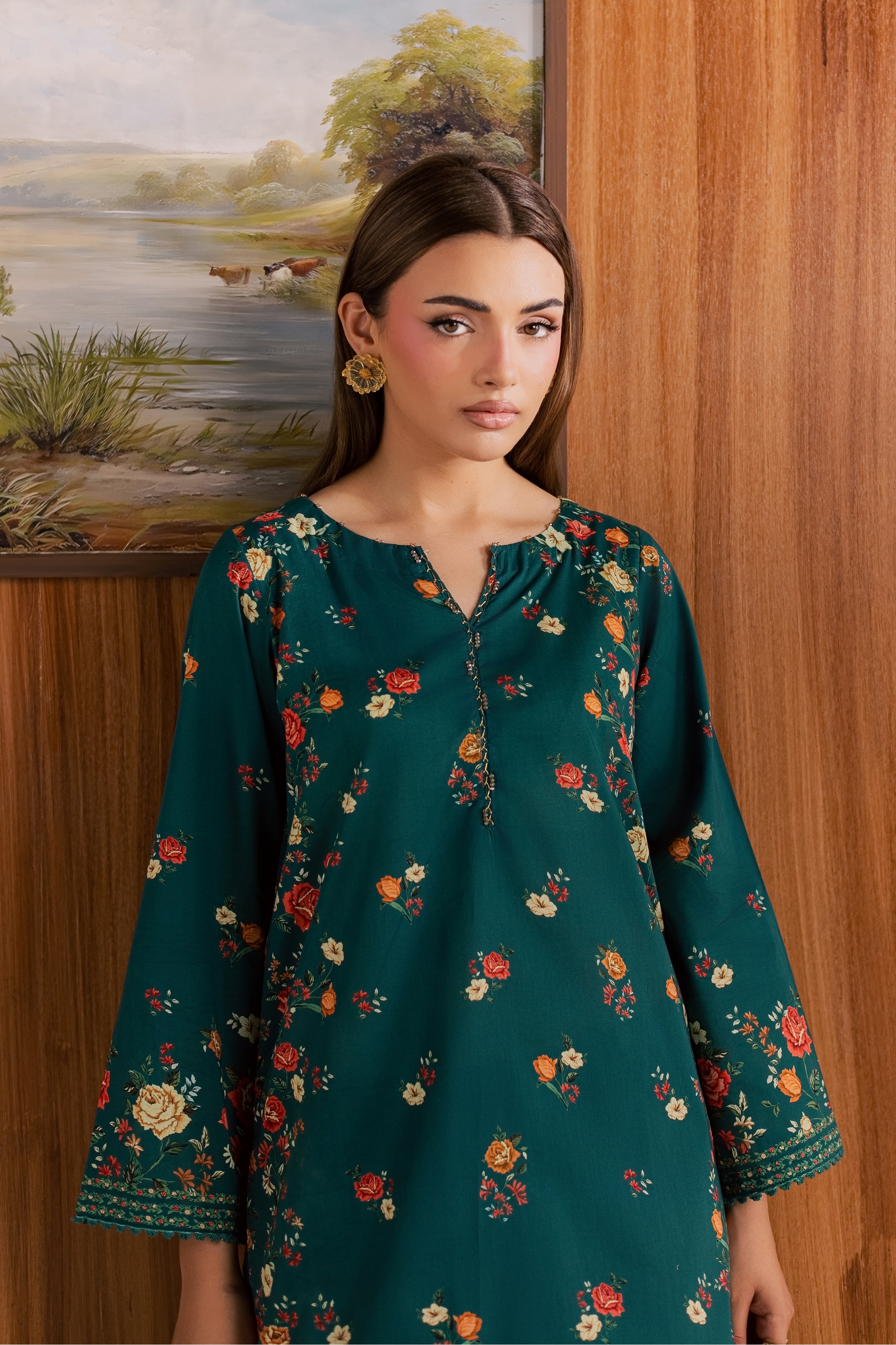 Chace 2Pc - Printed Lawn Dress BATIKSS26 BATIK XS / Bottle Green / Lawn-S / Bottle Green / Lawn-M / Bottle Green / Lawn-L / Bottle Green / Lawn-XL / Bottle Green / Lawn