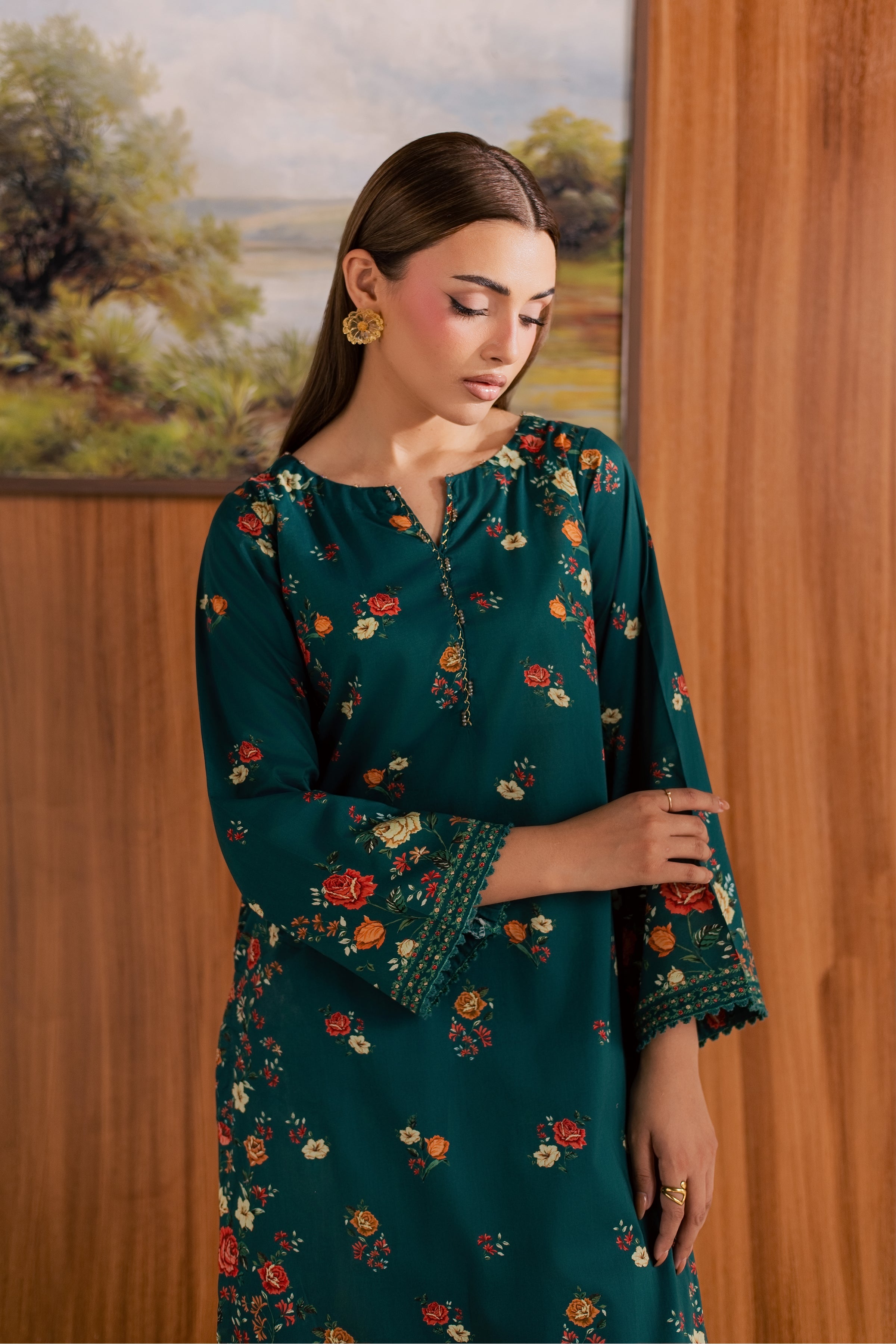 Chace 2Pc - Printed Lawn Dress BATIKSS26 BATIK XS / Bottle Green / Lawn-S / Bottle Green / Lawn-M / Bottle Green / Lawn-L / Bottle Green / Lawn-XL / Bottle Green / Lawn