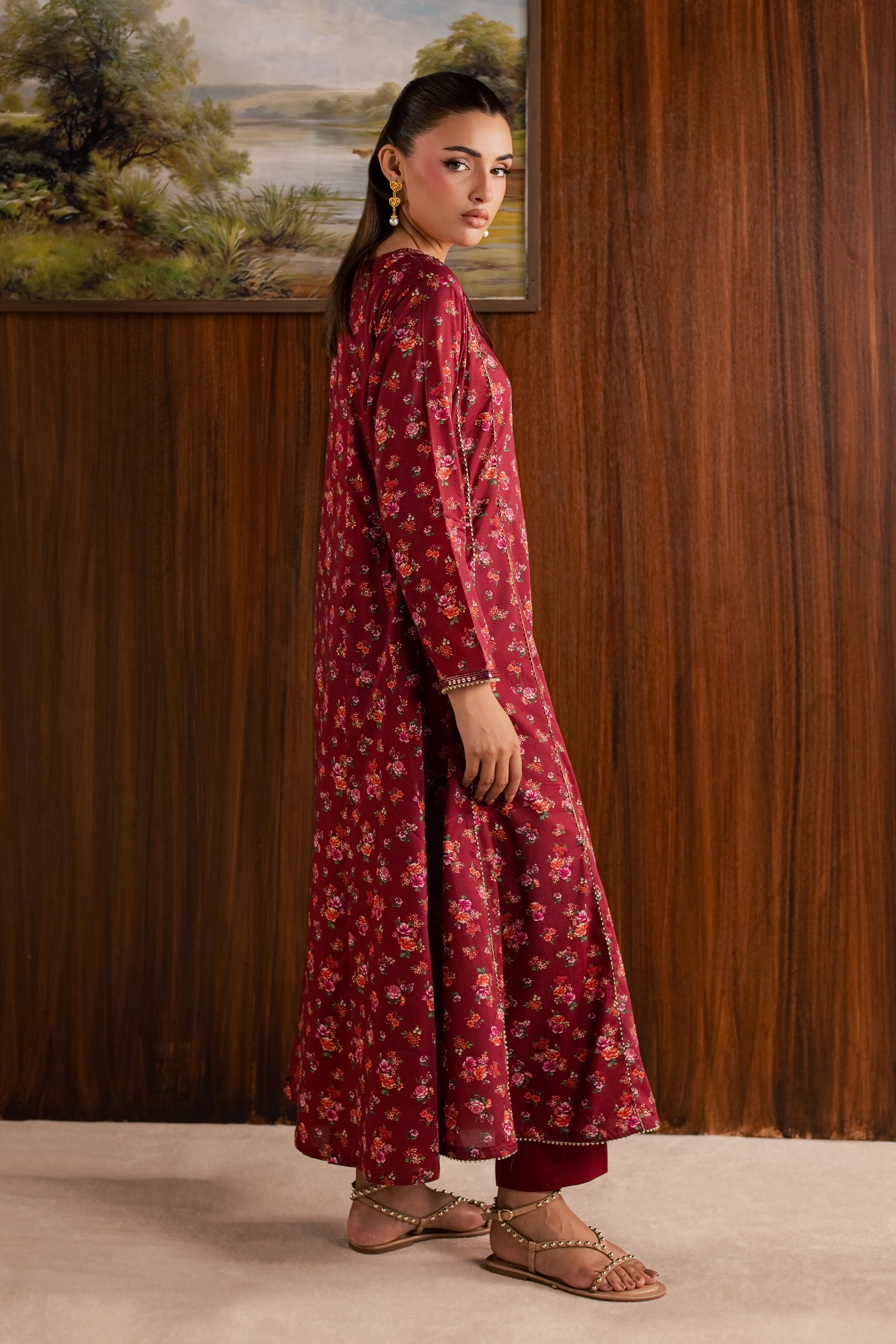 Cherry 2Pc - Printed Lawn Dress BATIKSS26 BATIK XS / Red / Lawn-S / Red / Lawn-M / Red / Lawn-L / Red / Lawn-XL / Red / Lawn