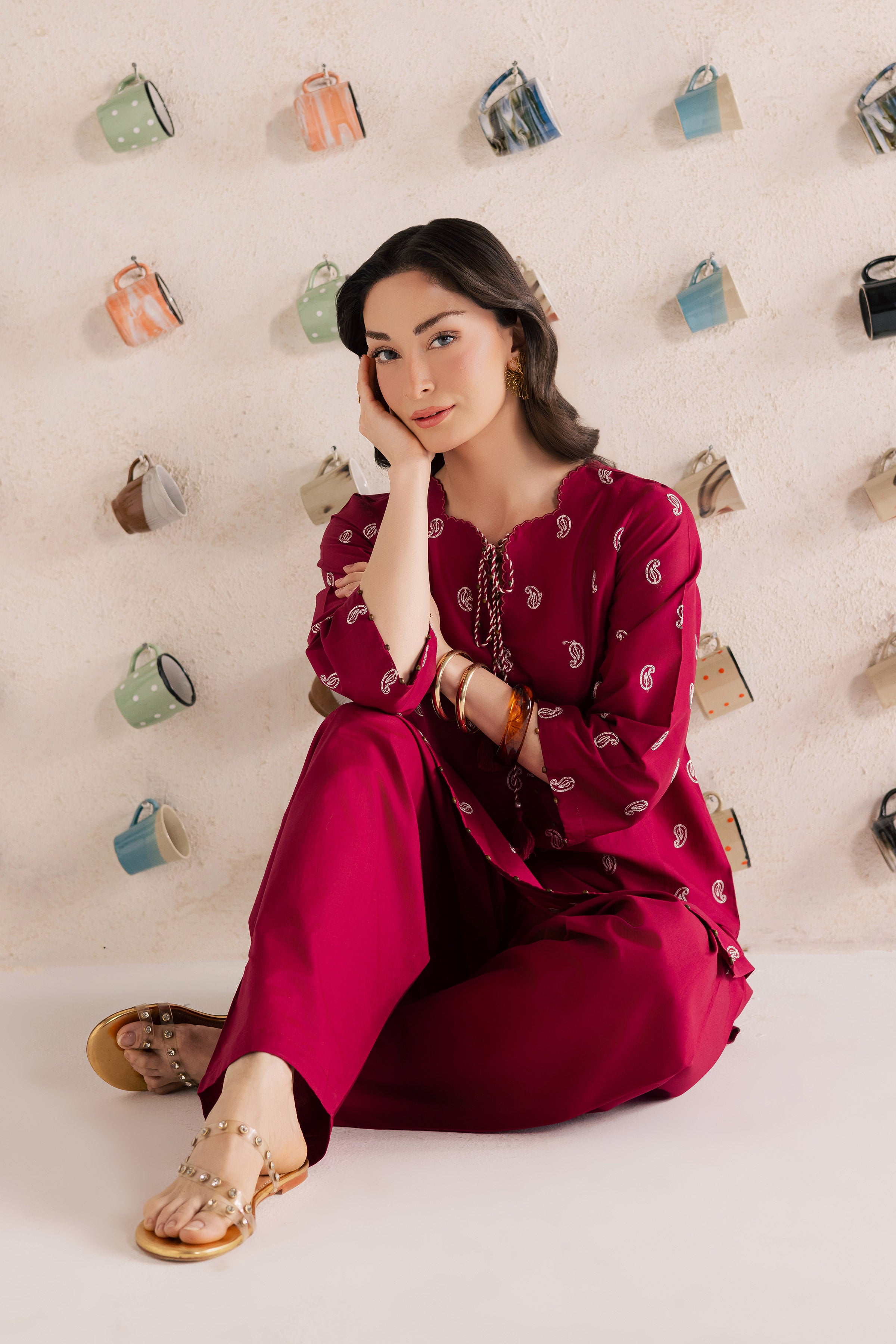 Cherry Puff 2Pc - Embroidered Lawn Dress EverydayEdit26 BATIK XS / Tyrian / Pima Lawn-S / Tyrian / Pima Lawn-M / Tyrian / Pima Lawn-L / Tyrian / Pima Lawn-XL / Tyrian / Pima Lawn