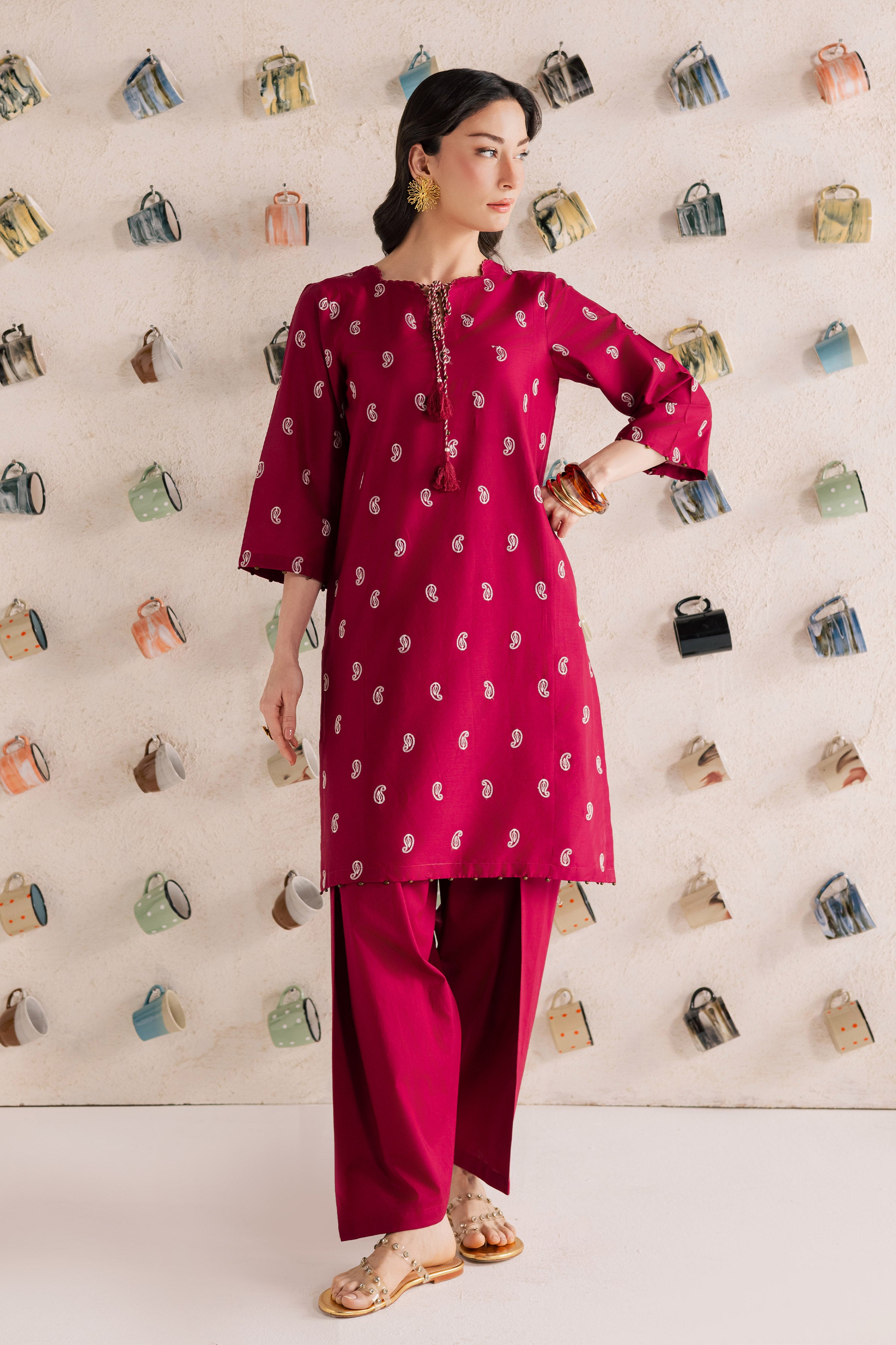 Cherry Puff 2Pc - Embroidered Lawn Dress EverydayEdit26 BATIK XS / Tyrian / Pima Lawn-S / Tyrian / Pima Lawn-M / Tyrian / Pima Lawn-L / Tyrian / Pima Lawn-XL / Tyrian / Pima Lawn