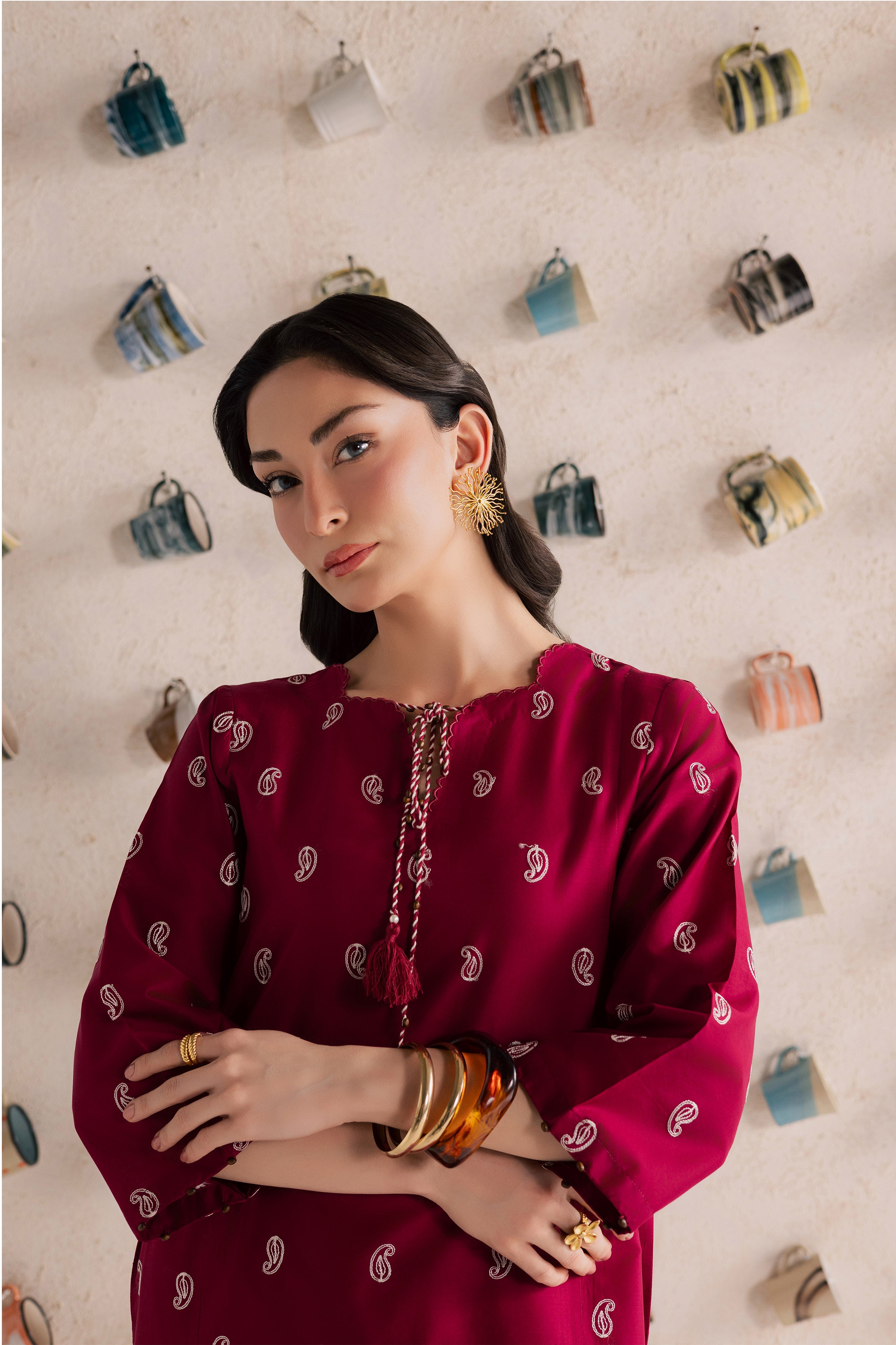 Cherry Puff 2Pc - Embroidered Lawn Dress EverydayEdit26 BATIK XS / Tyrian / Pima Lawn-S / Tyrian / Pima Lawn-M / Tyrian / Pima Lawn-L / Tyrian / Pima Lawn-XL / Tyrian / Pima Lawn