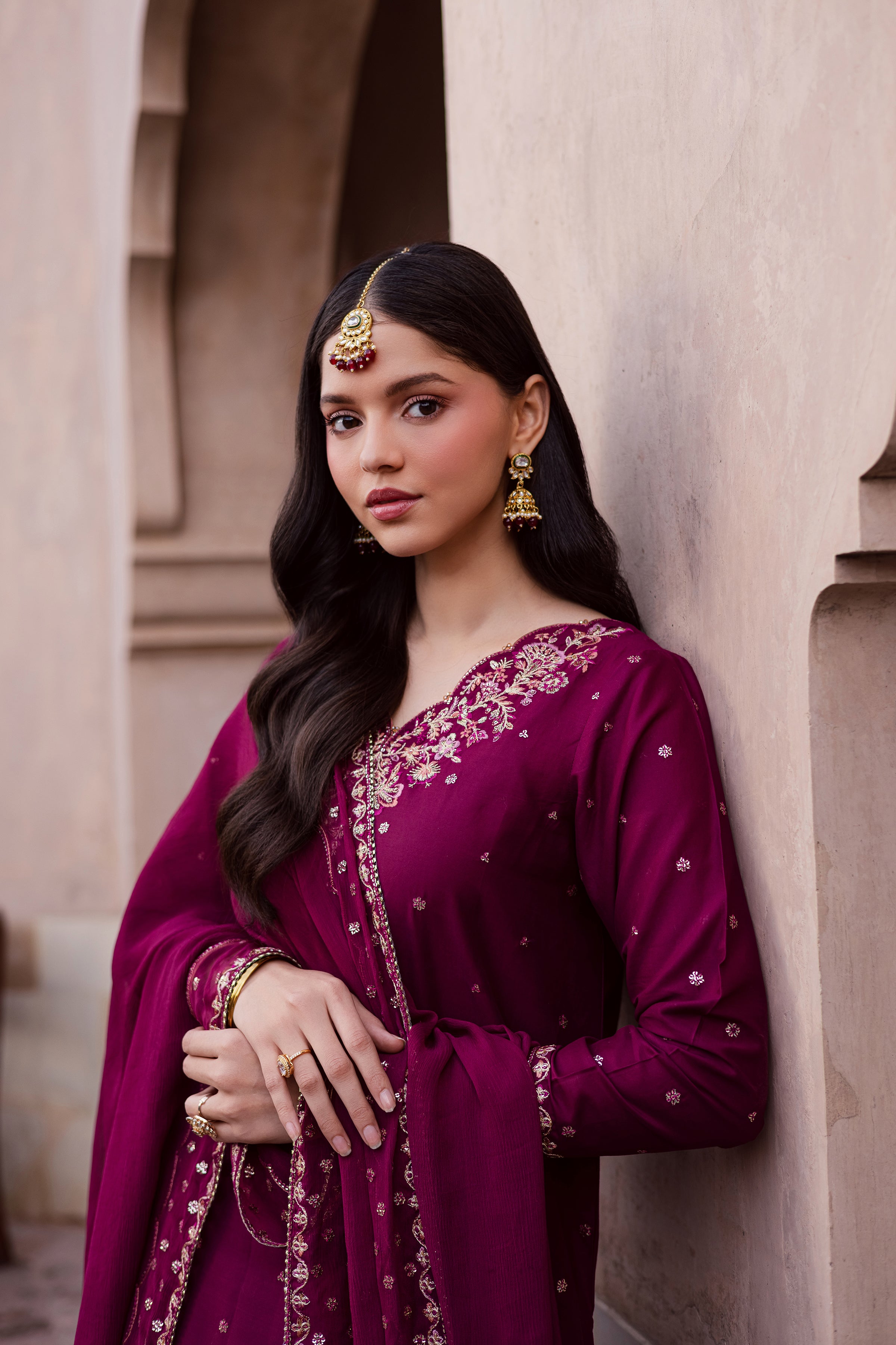 CherryBerry 3Pc - Festive Embroidered Lawn BATIKEID2026 BATIK XS / Burgundy / Pima Lawn-S / Burgundy / Pima Lawn-M / Burgundy / Pima Lawn-L / Burgundy / Pima Lawn-XL / Burgundy / Pima Lawn