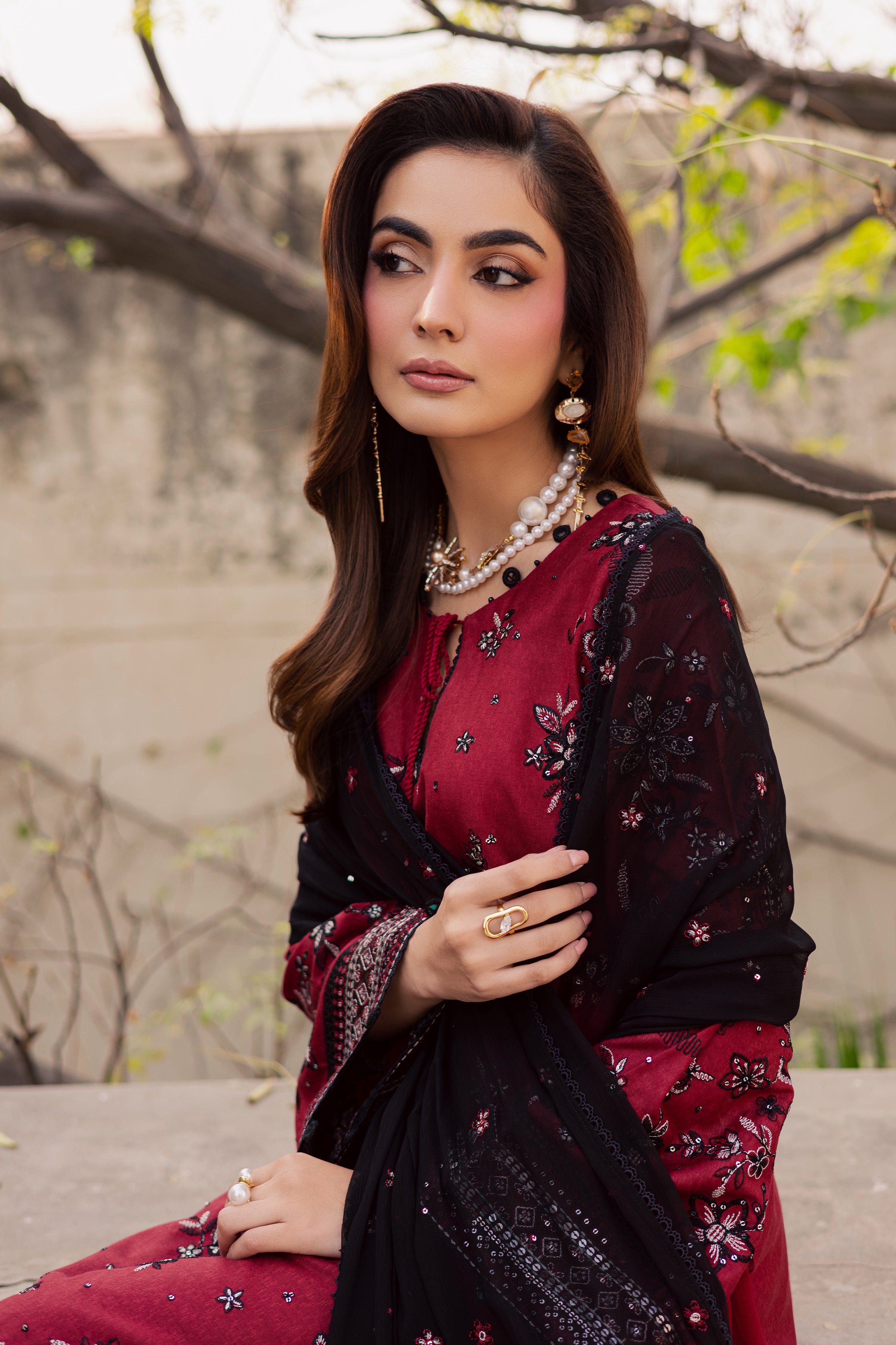 Cola 3Pc - Embroidered Festive Pret BATIK WINTER PRET 2025 BATIK XS / Red / Cotton-S / Red / Cotton-M / Red / Cotton-L / Red / Cotton-XL / Red / Cotton